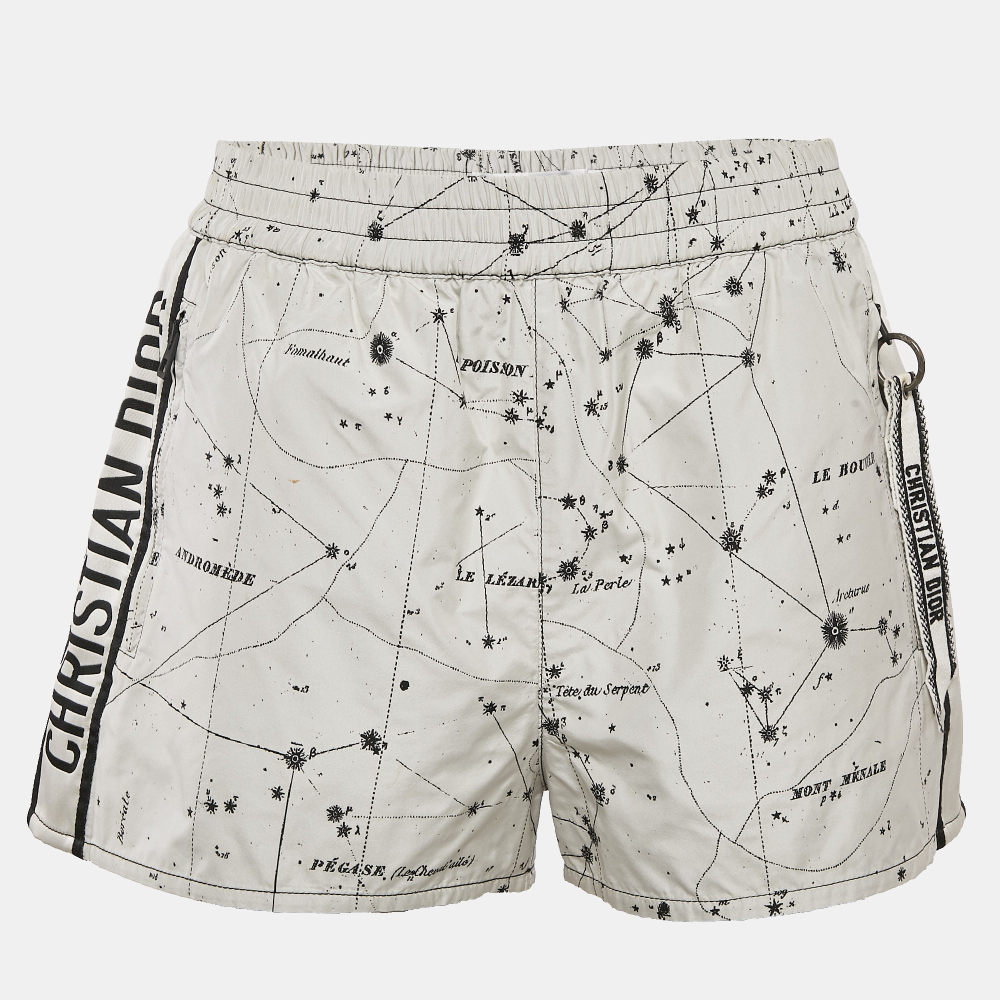 

Dior White Jacquard Logo Puller Detail Shorts S