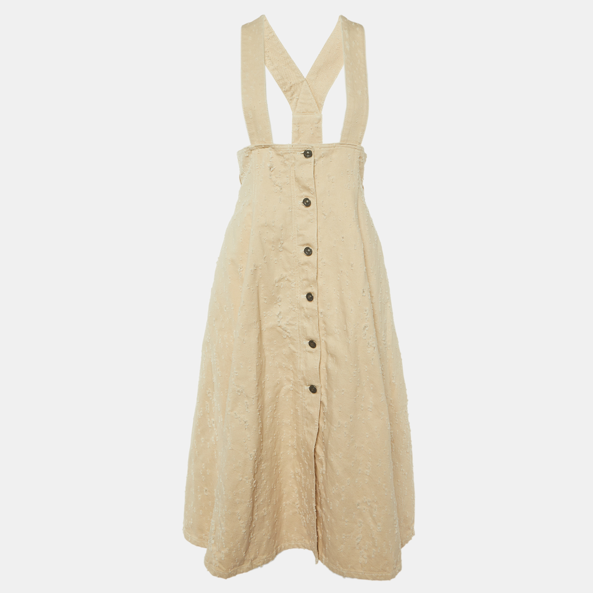 

Dior Light Beige Distressed Cotton Pinafore Dress M