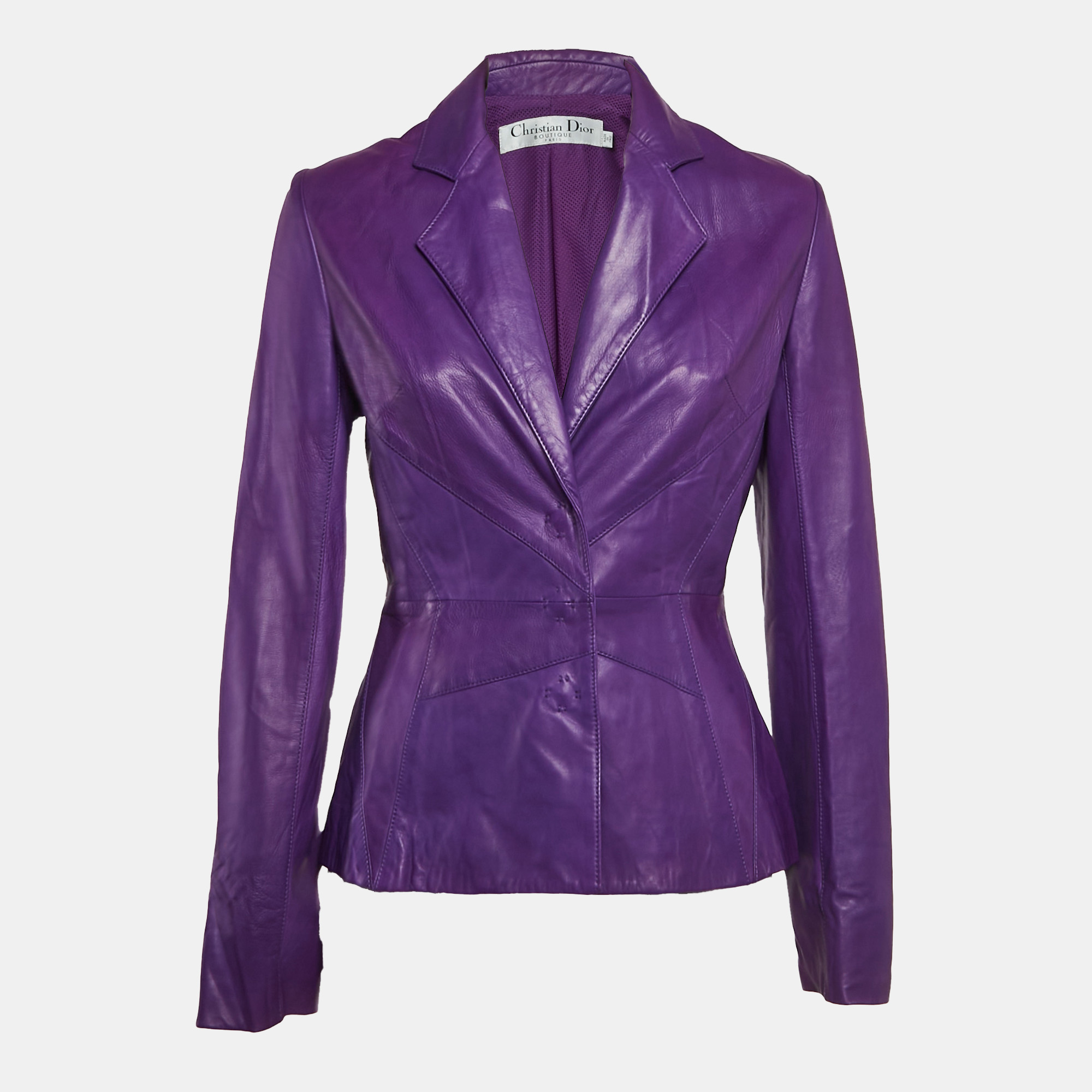 

Dior Vintage Purple Leather Button Front Jacket M