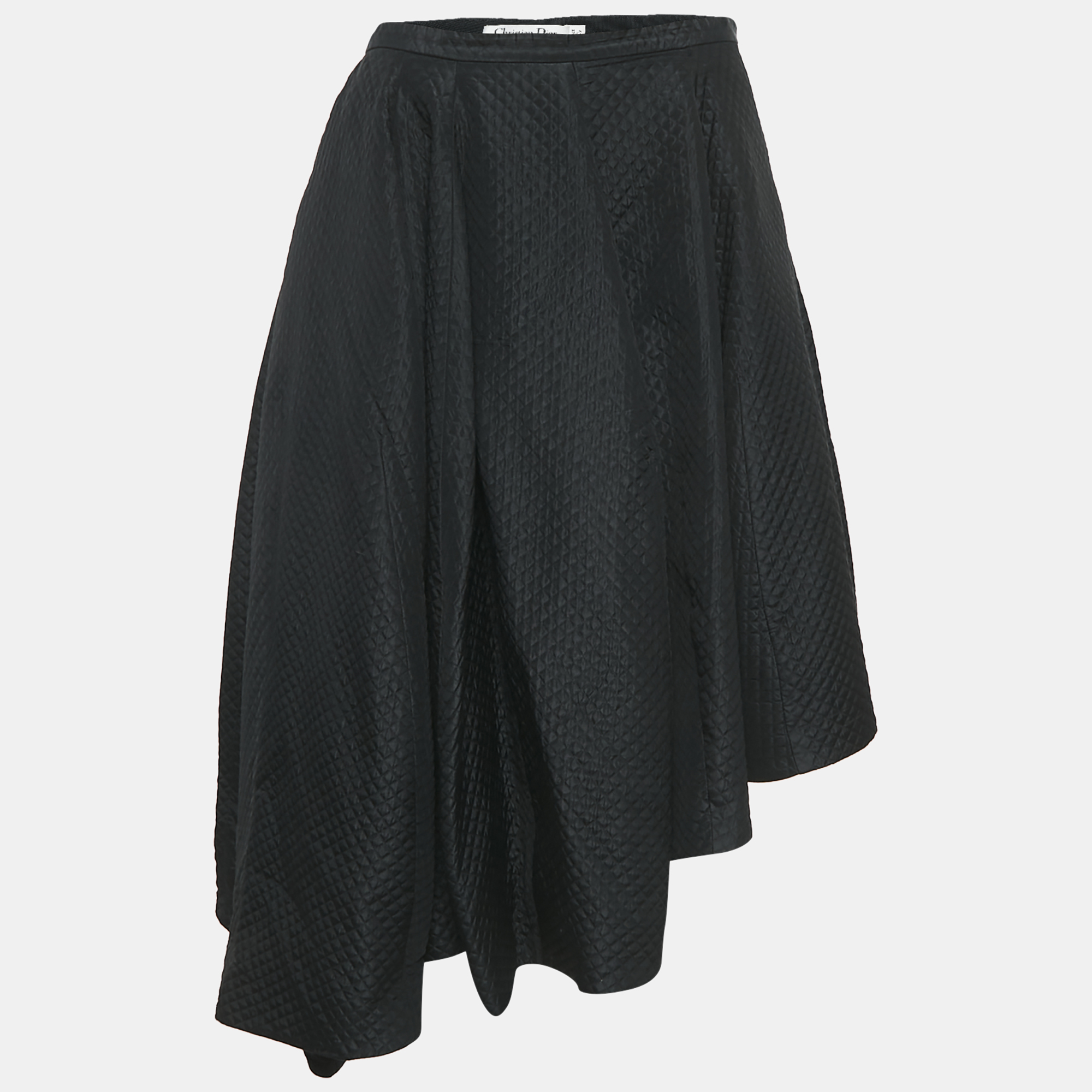 

Dior Black Silk Blend Quilted Asymmetric Skirt M