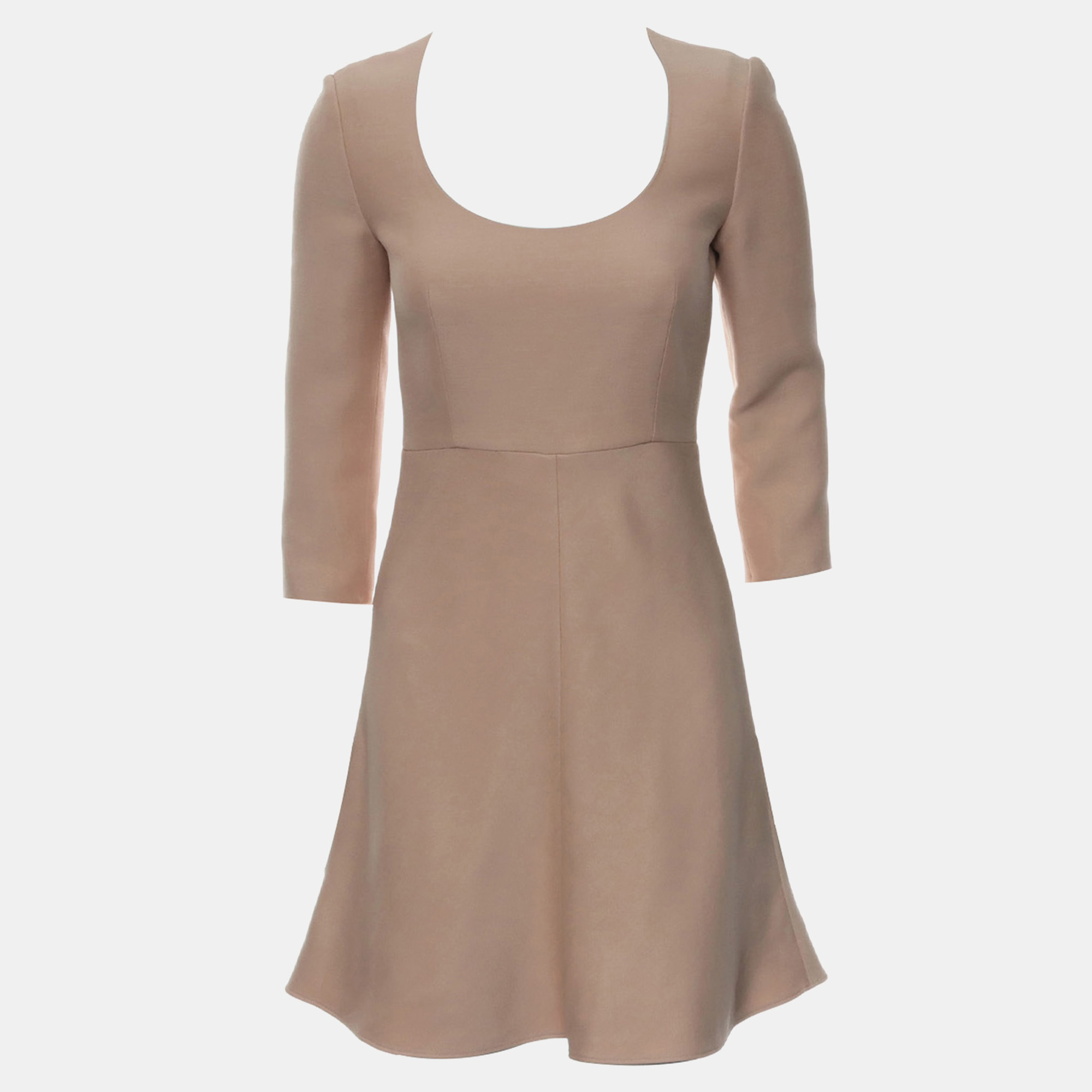 

U-Neck Mini Dress, Beige
