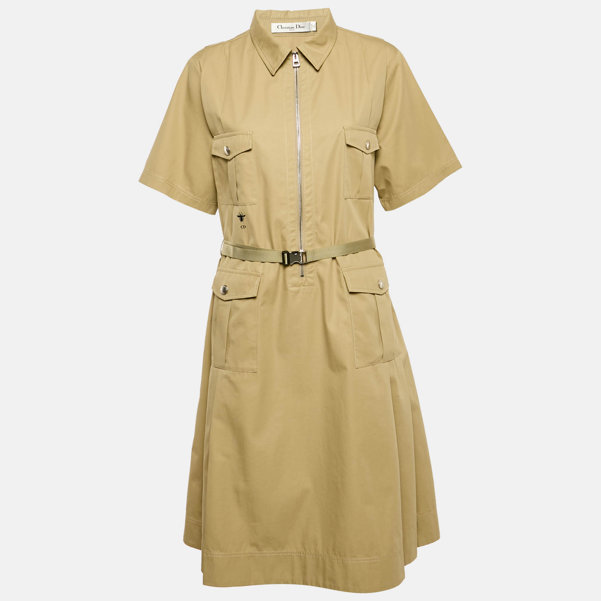 

Christian Dior Beige Gabardine Belted Short Dress XL