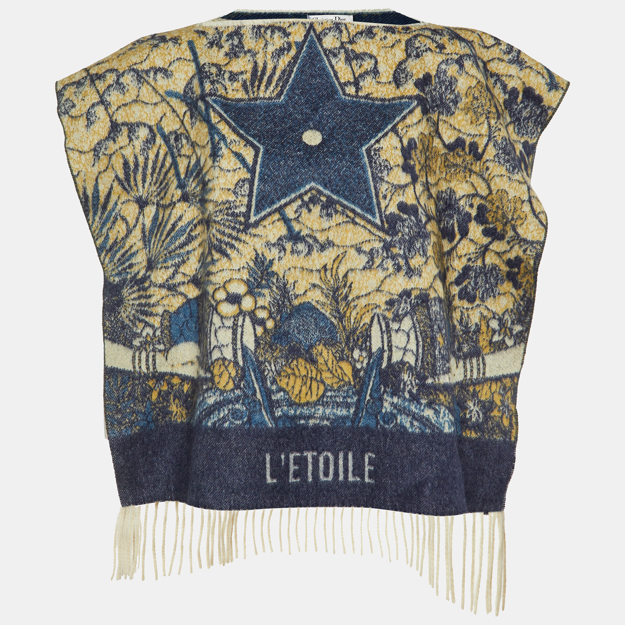 

Dior Blue L'Etoile Cashmere Fringed Poncho
