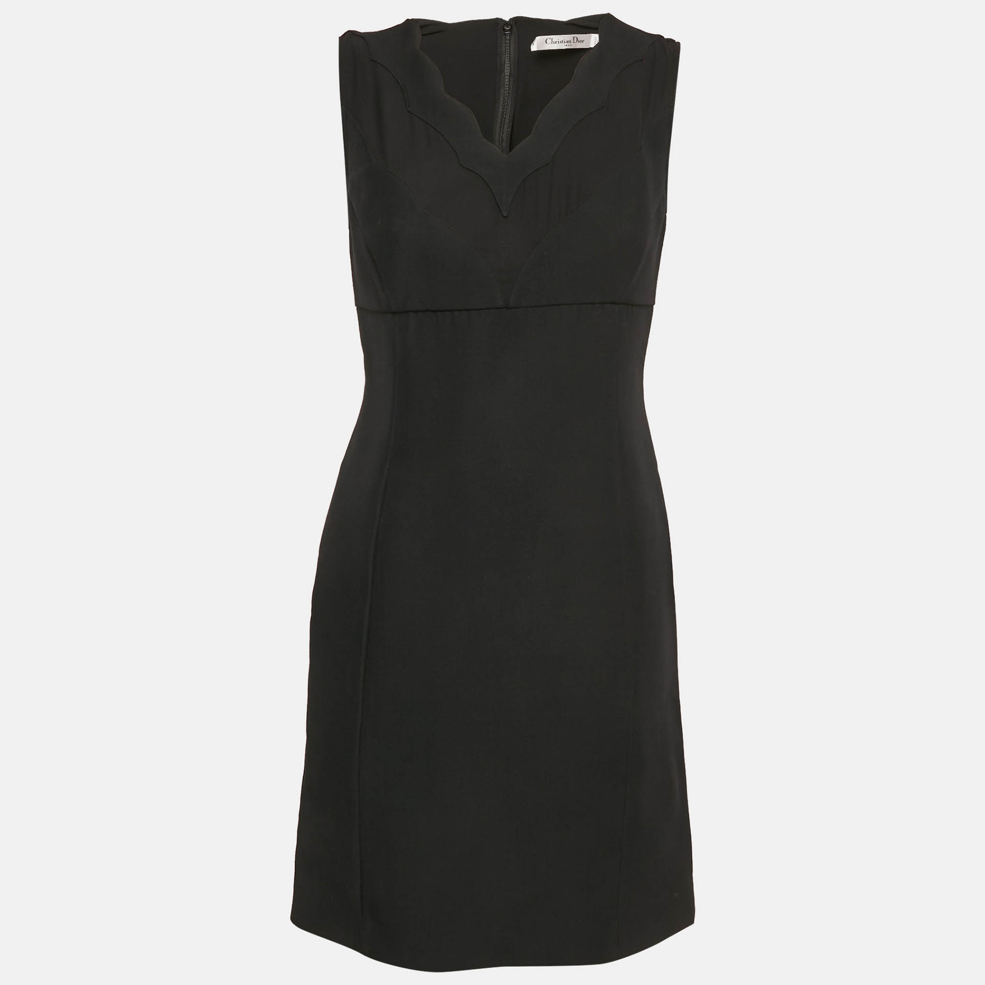 

Christian Dior Black Wool and Crepe Sleeveless Mini Dress M
