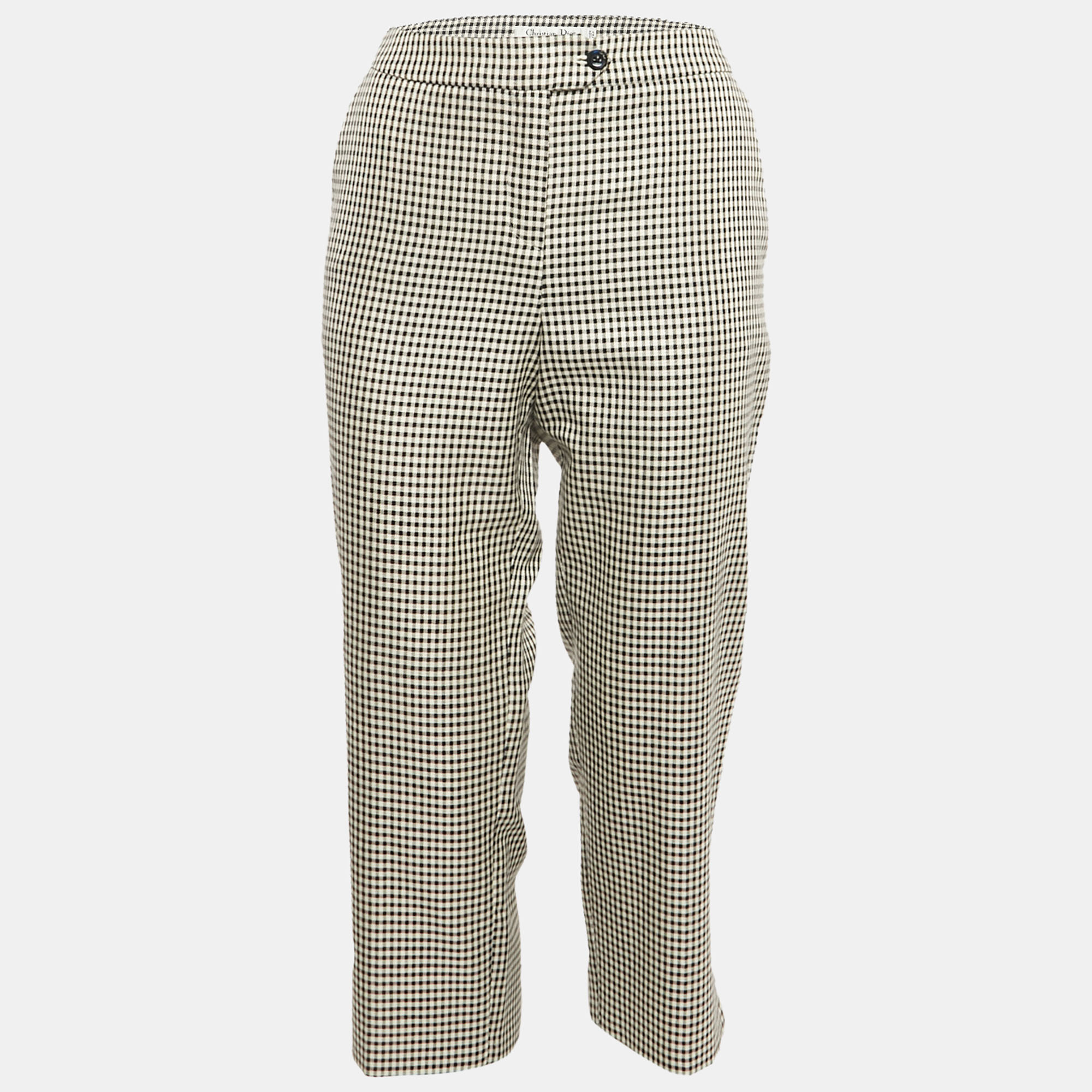 

Christian Dior Black Houndstooth Silk Blend Trousers M