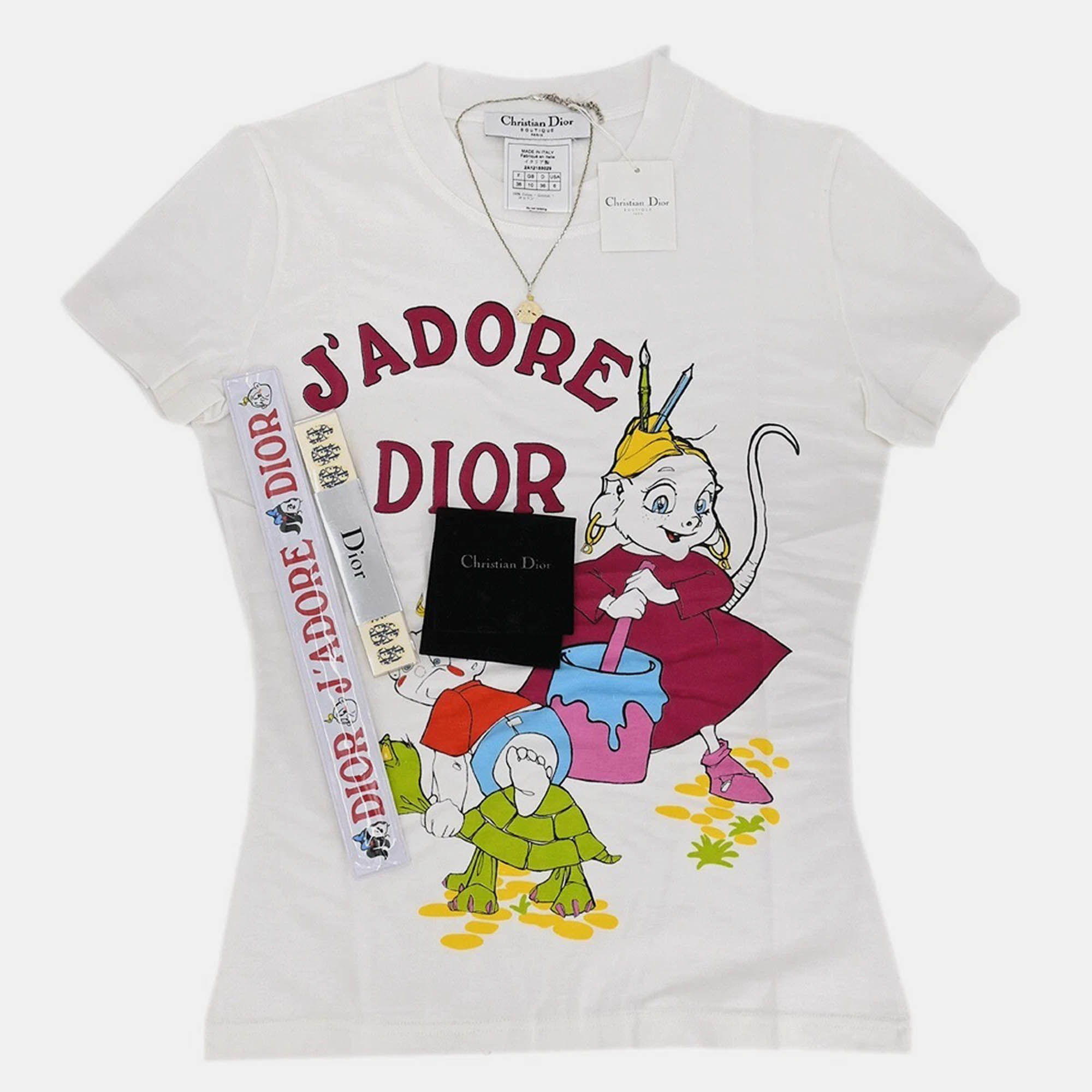 

Christian Dior White Cotton T-shirt Size, Red