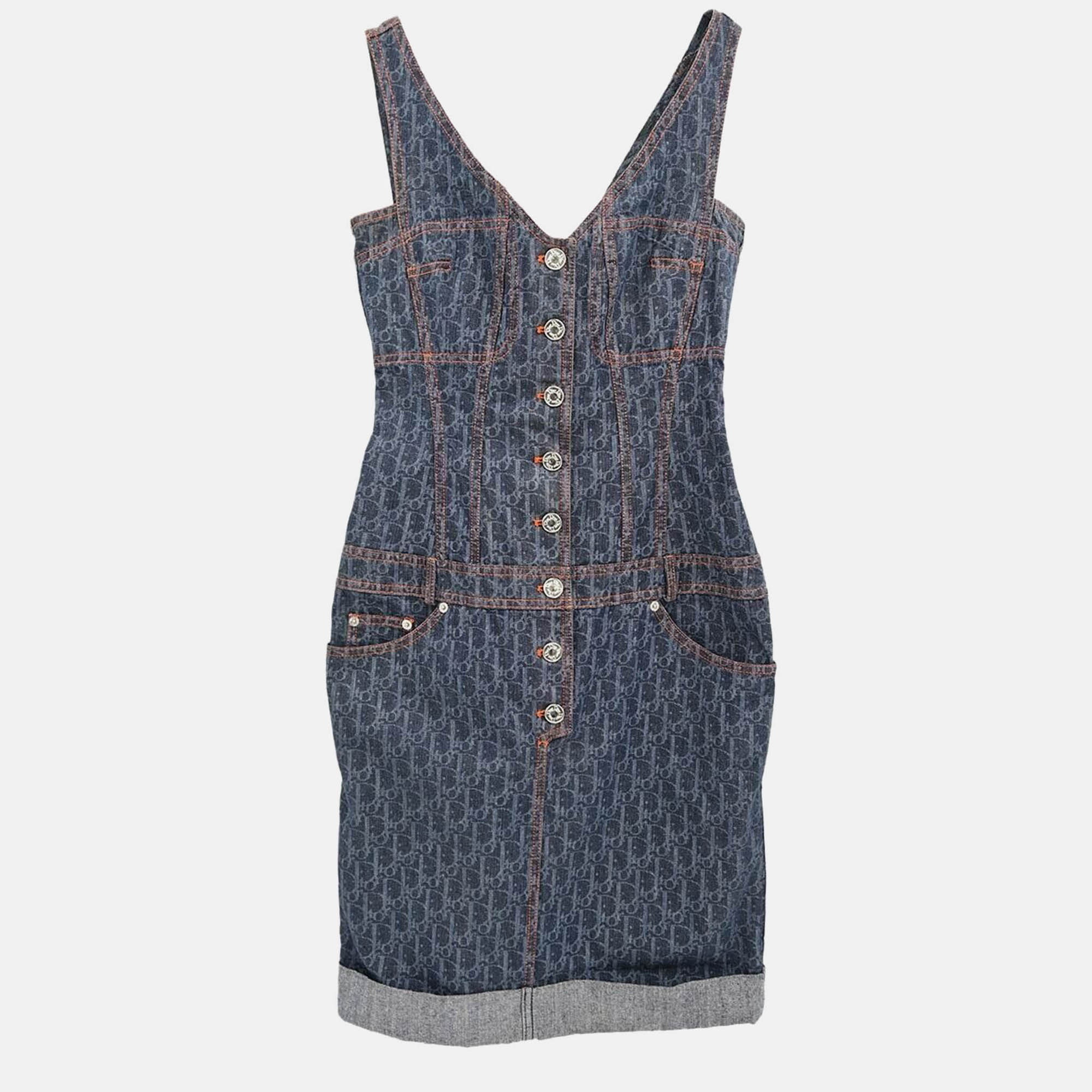 

Christian Dior Sleeveless Denim Dress Indigo 6P12066370 #36, Blue
