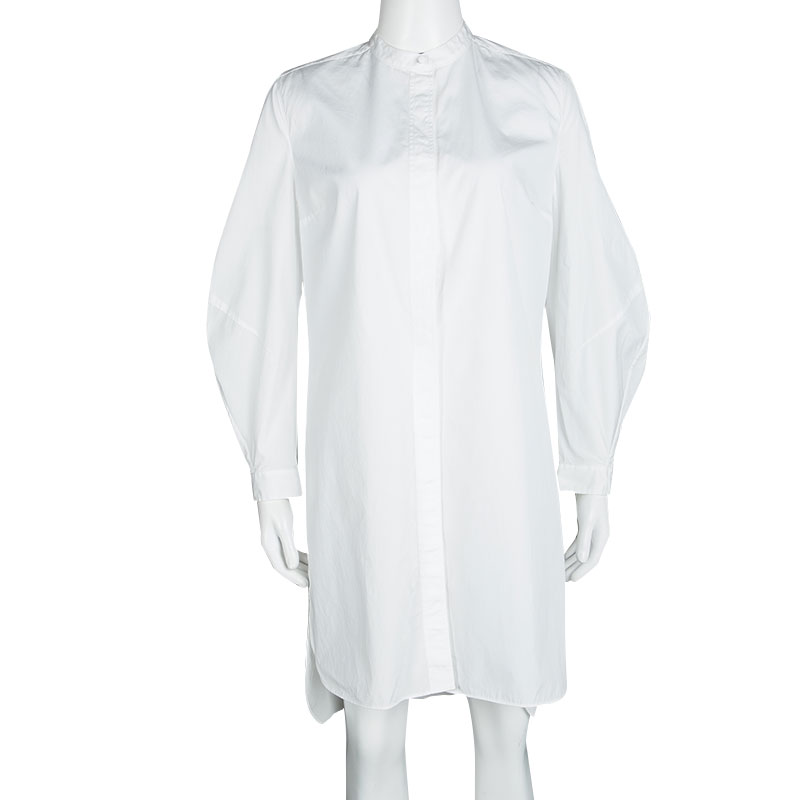 

Dior White Cotton Long Sleeve Shirt Dress