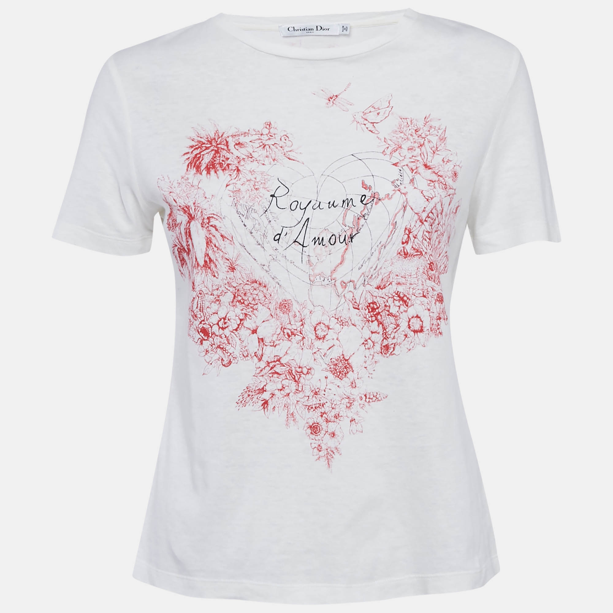 

Dior White Printed Cotton T-Shirt XS