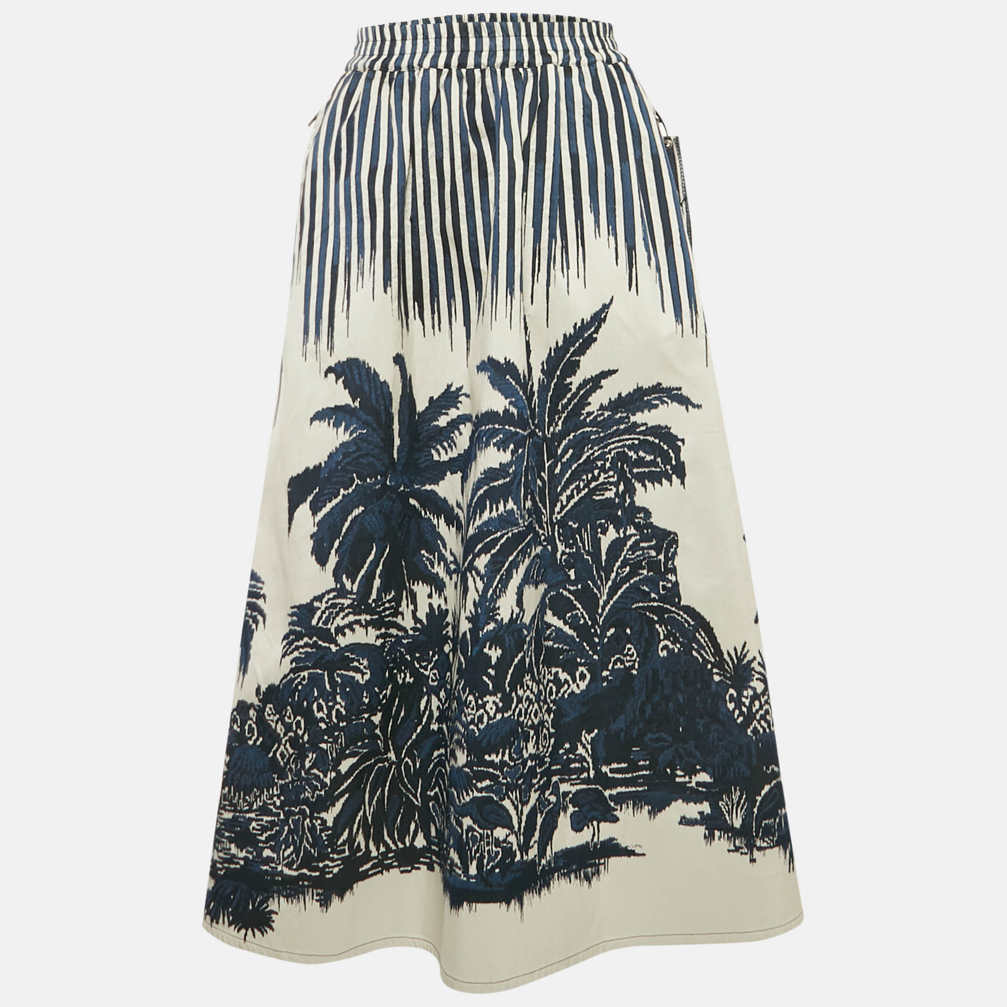

Dior Navy Blue Jacquard Midi Skirt S