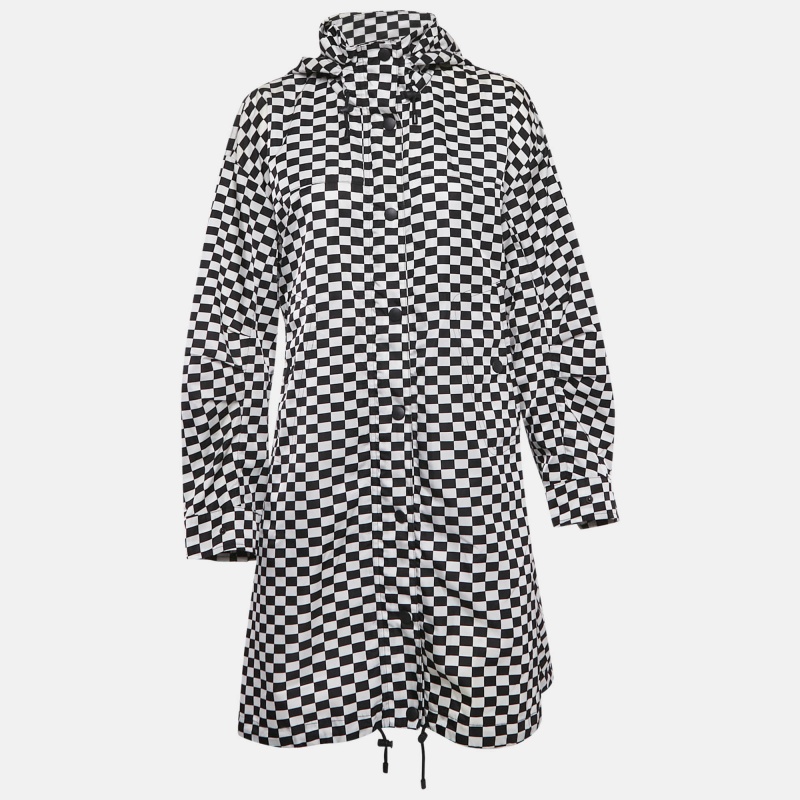 

Dior Black/White Checkered Nylon Zip-Up Hooded Jacket M