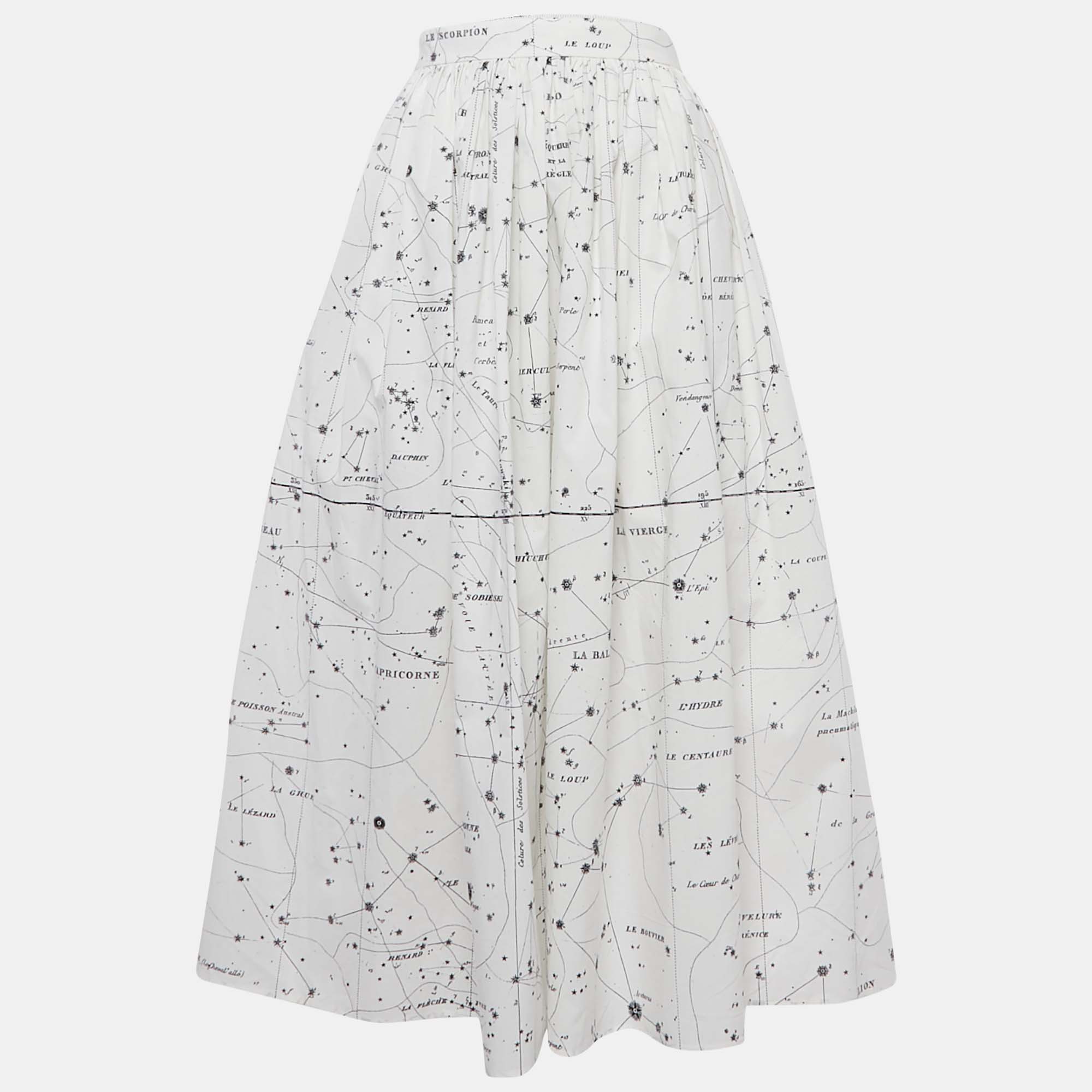 

Dior White Printed Cotton Midi Skirt S