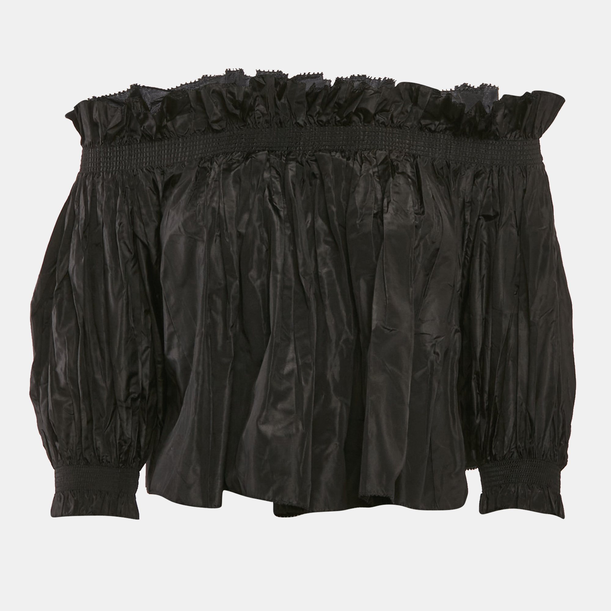 

Dior Black Silk Off-The-Shoulder Crop Top L