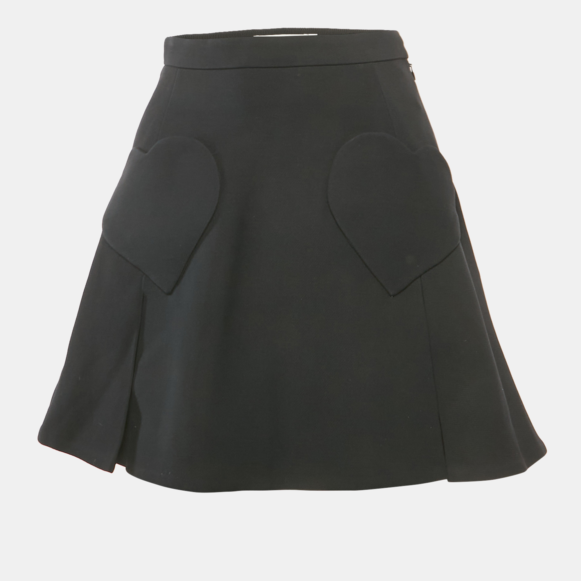

Christian Dior Black Wool Heart Pocket Detail Mini Skirt S