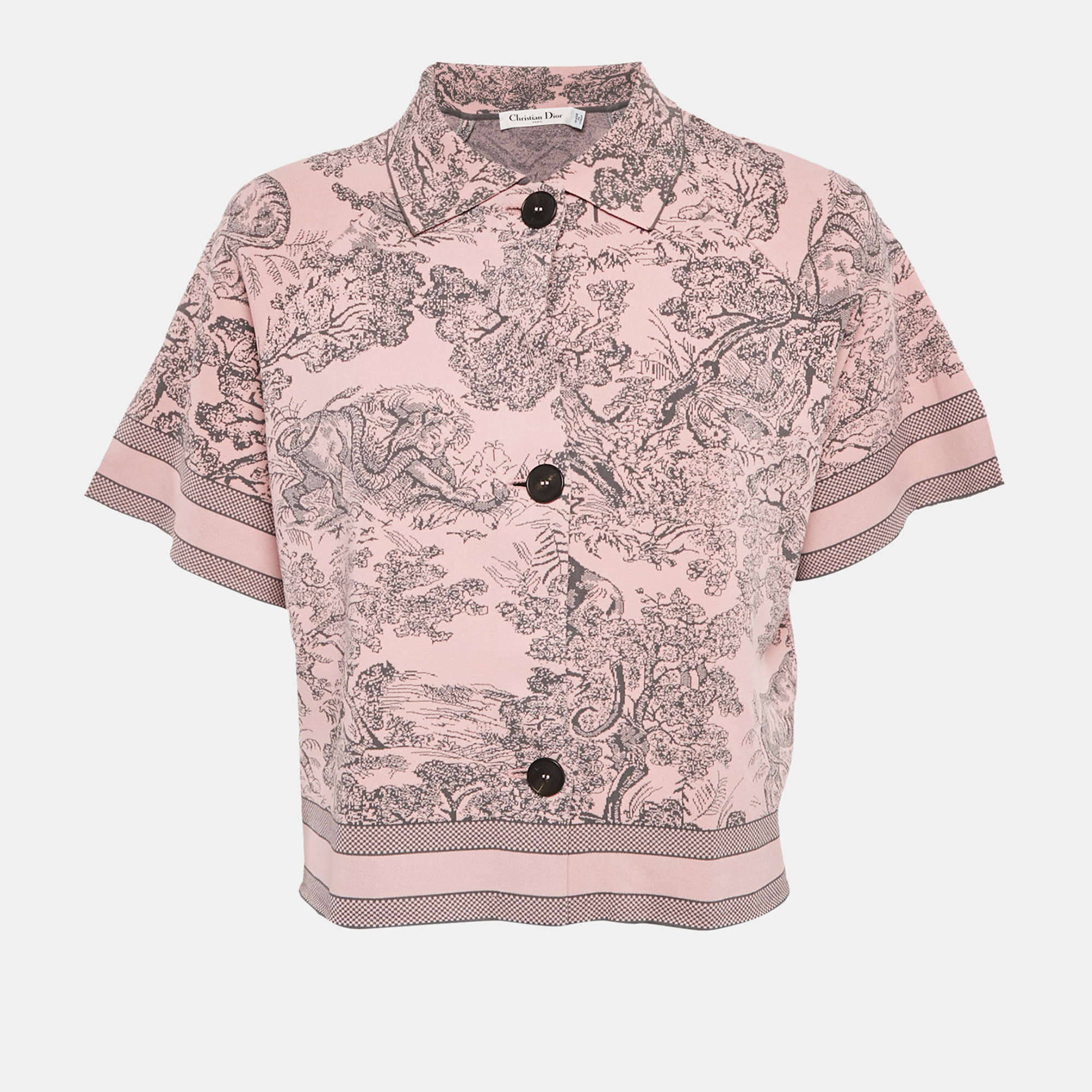 

Christian Dior Pink Touile de Joeuy Knit Short Sleeve Shirt M