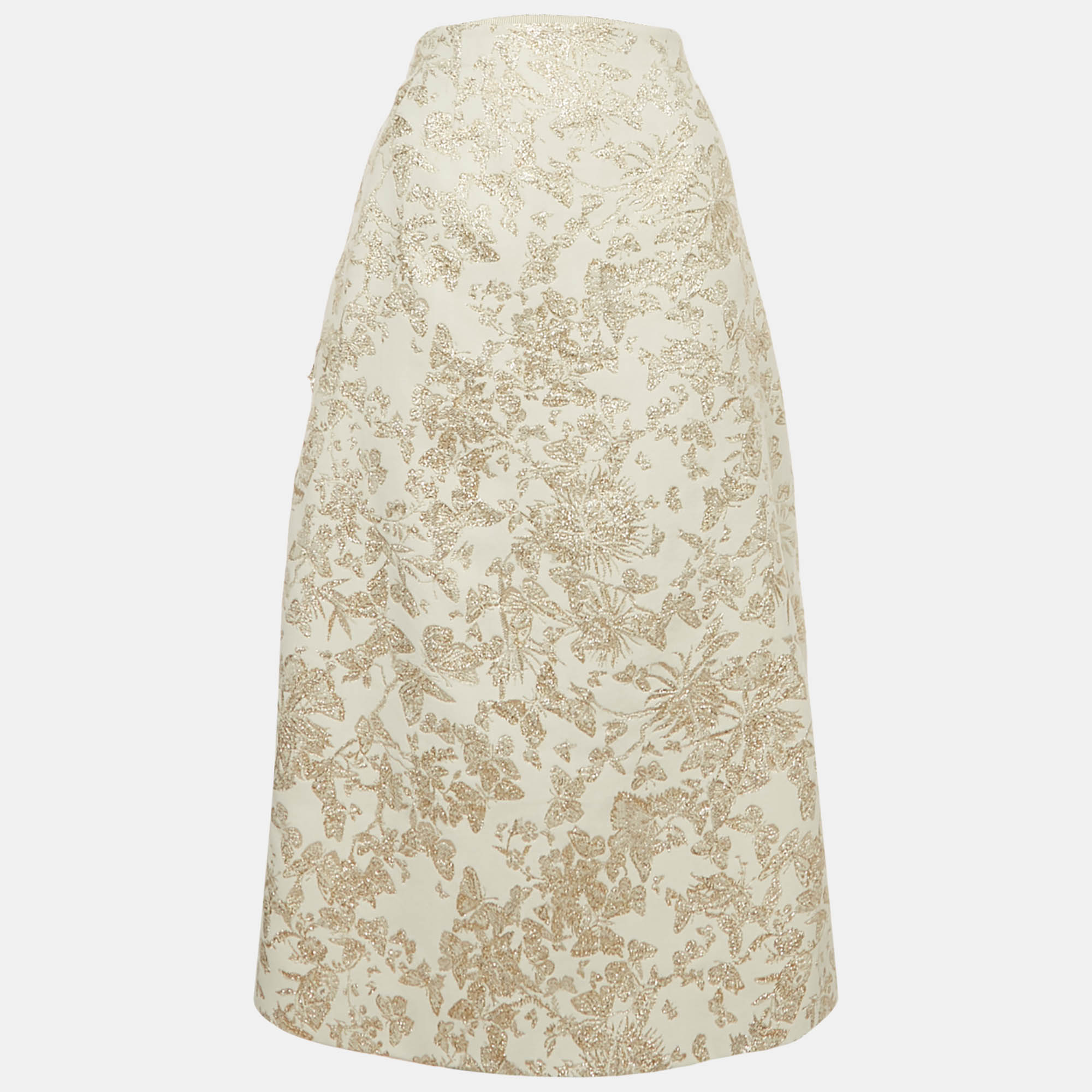 

Christian Dior White & GolD Brocade Pencil Skirt S