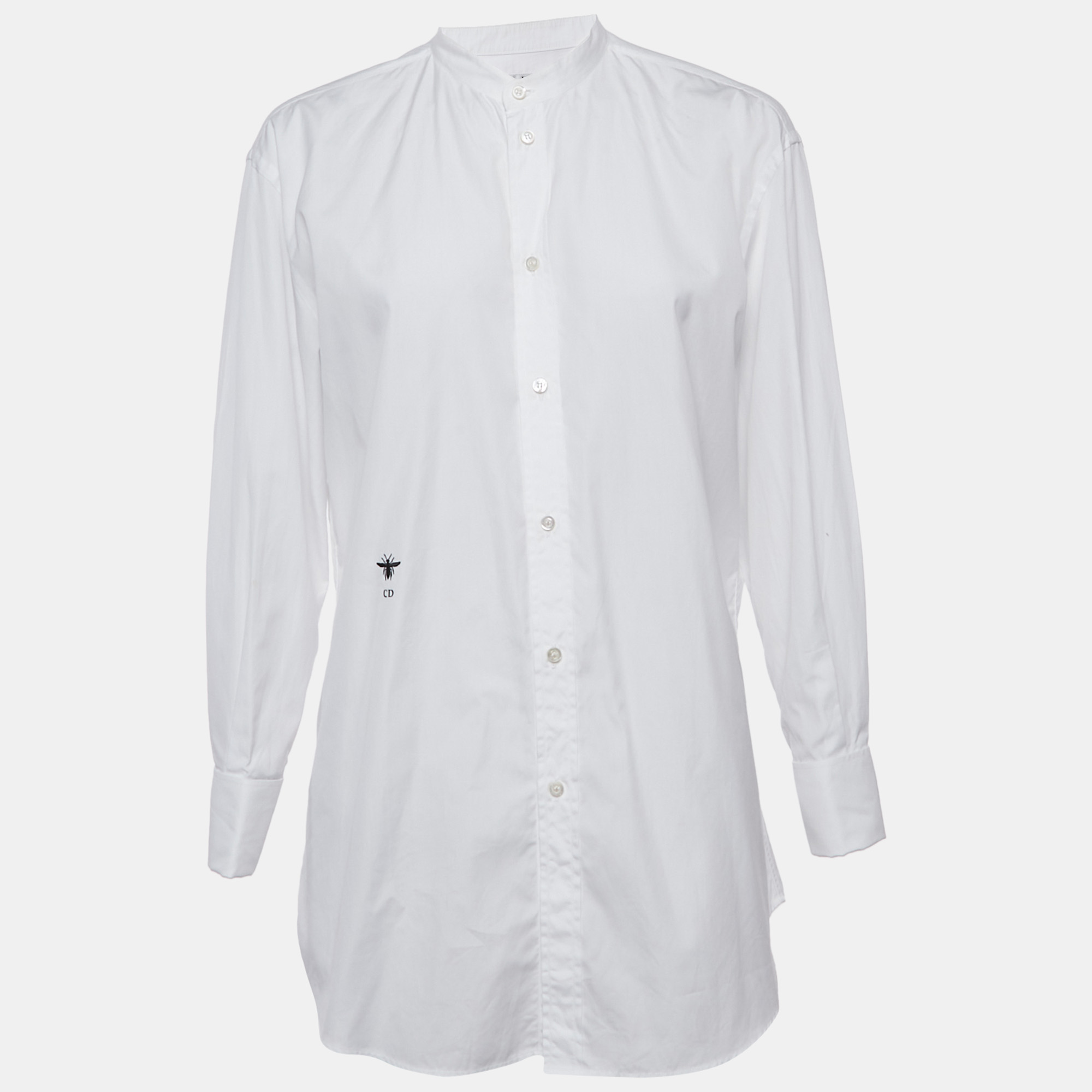 

Christian Dior White Bee Embroidery Cotton Button Front Shirt S