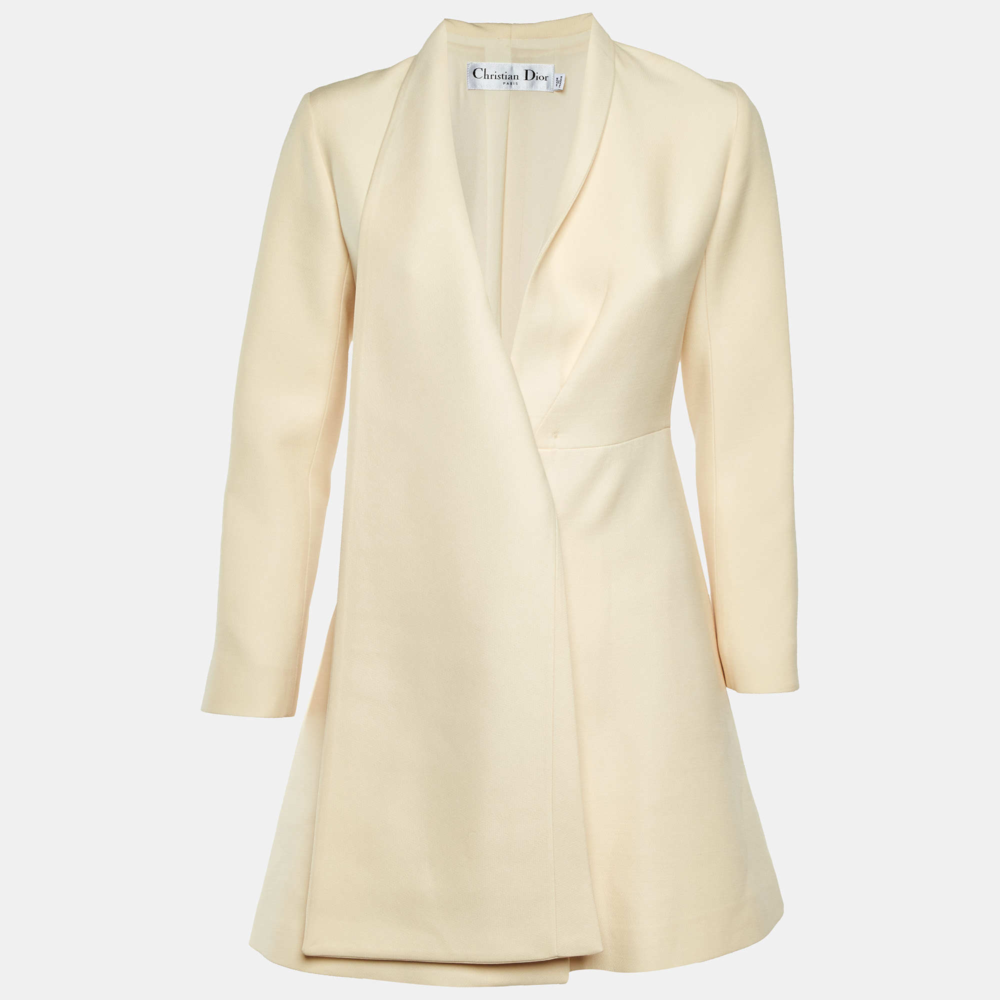 

Dior Cream Wool Blend Overlay Button Front Mini Dress S