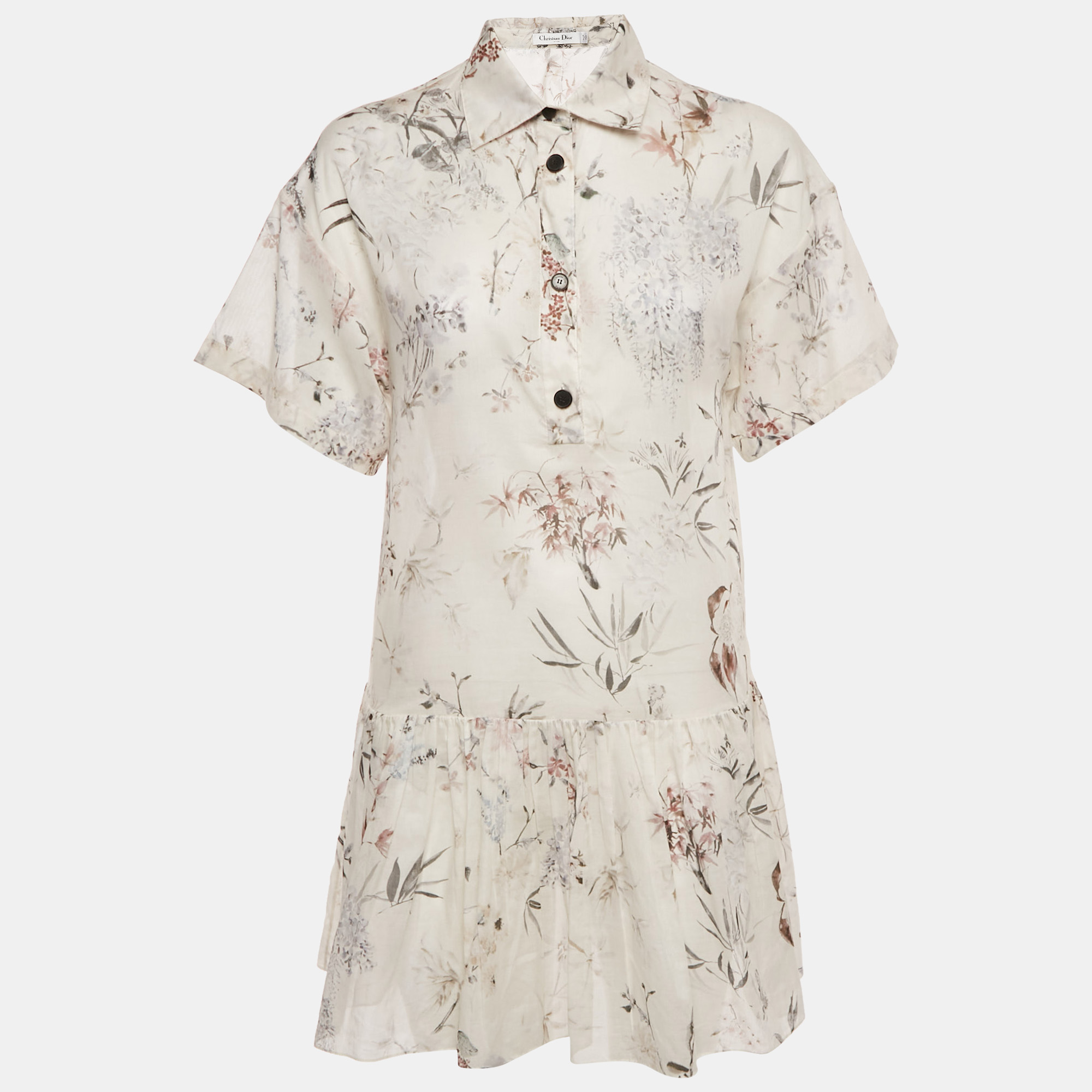 

Dior White Printed Cotton Mini Dress S