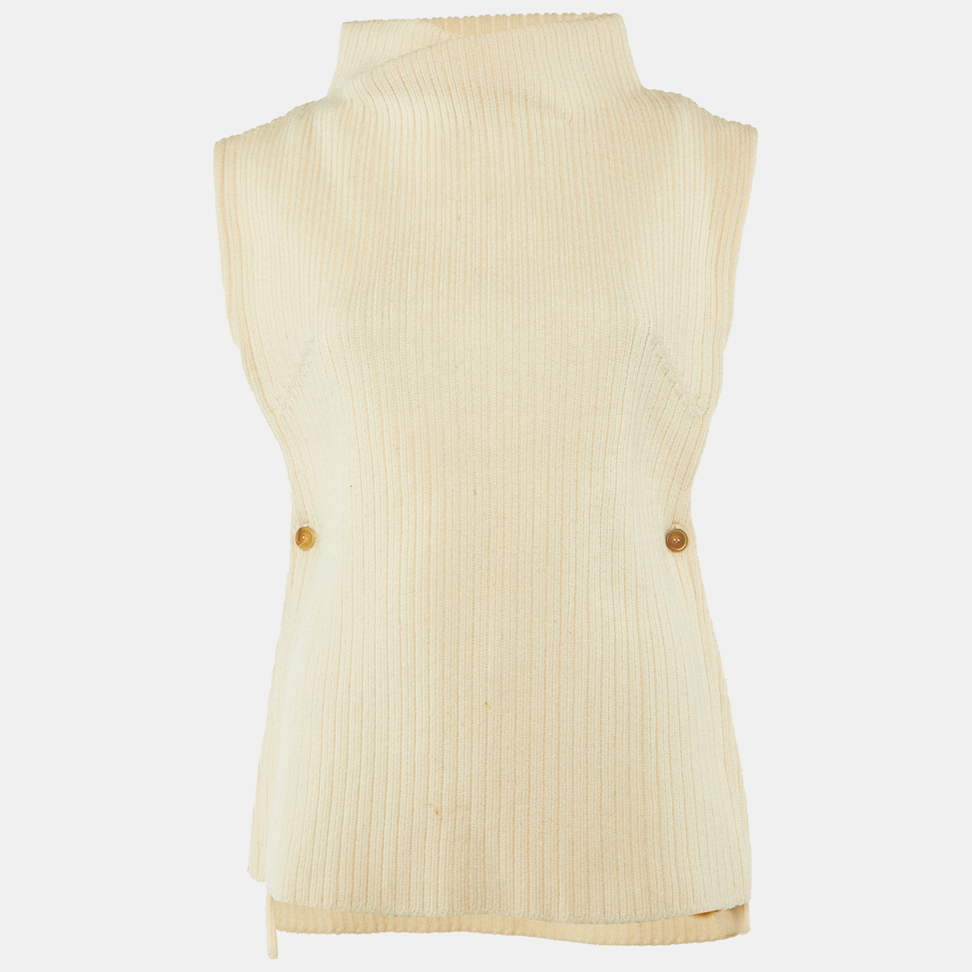 

Dior Cream Rib Knit Virgin Wool High Neck Sweater M