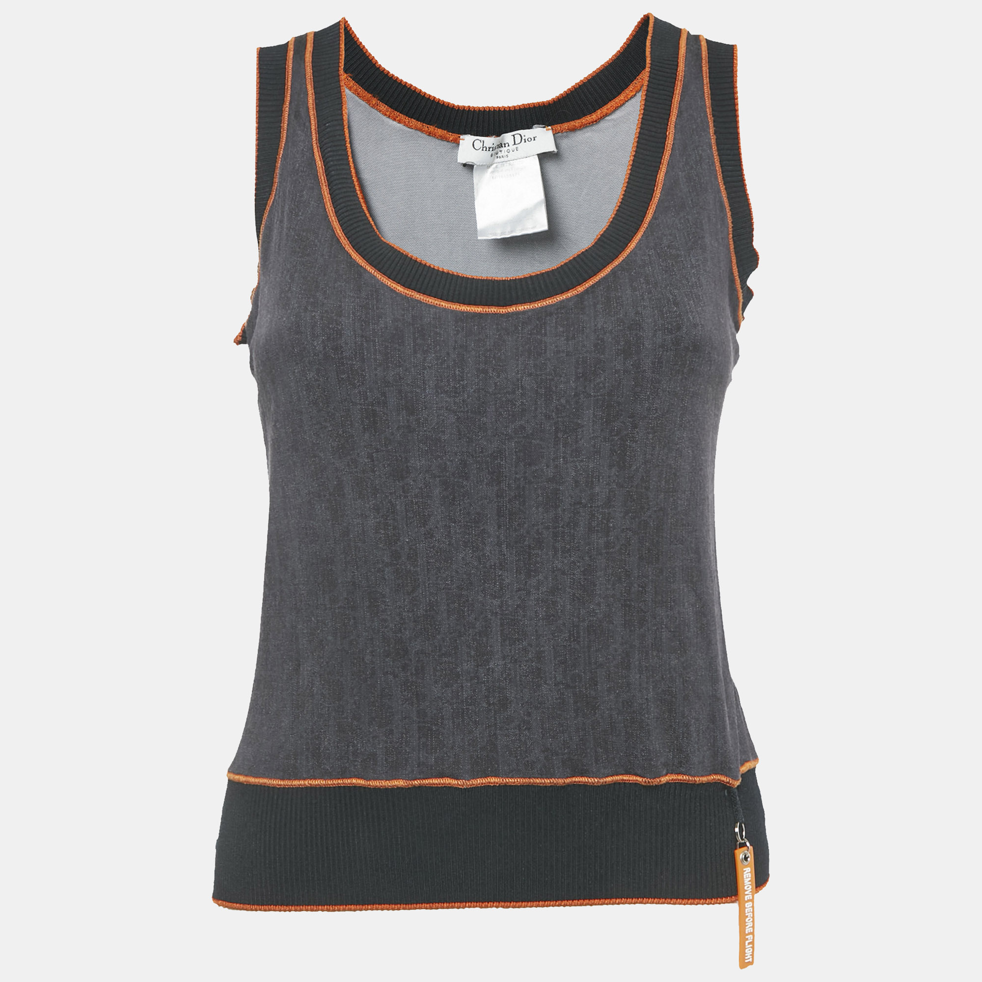 Pre-owned Dior Christian  Vintage Navy Blue Jersey Flight Collection Tank Top M