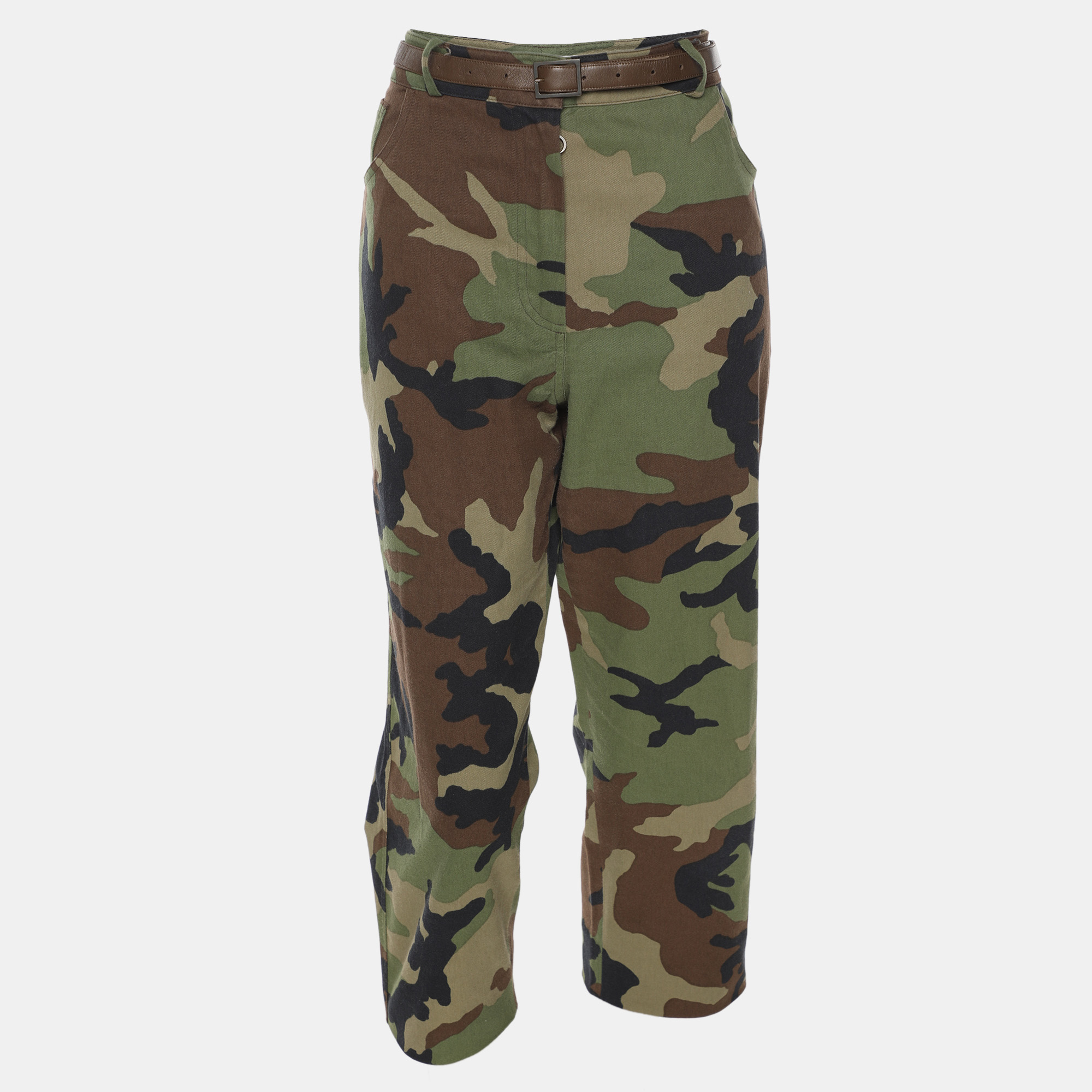 

Dior Camouflage Stretch Cotton Capri Pants L, Green