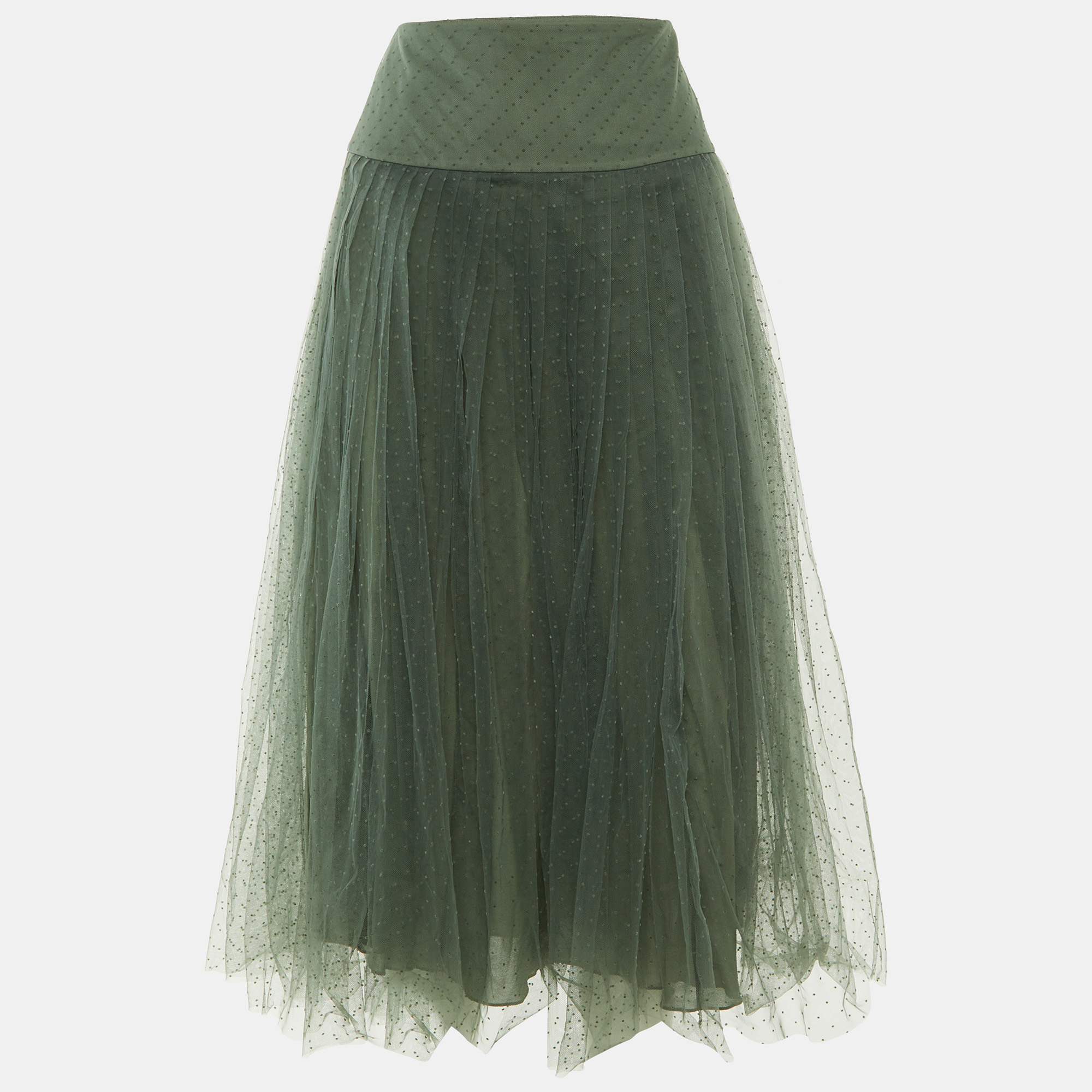

Dior Sage Green Plumetis Tulle Midi Skirt S