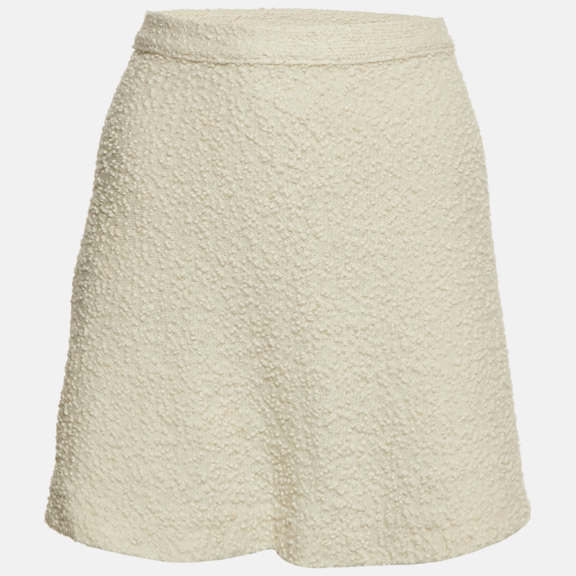 Pre-owned Dior Christian  Off White Textured Wool Mini Skirt Xl
