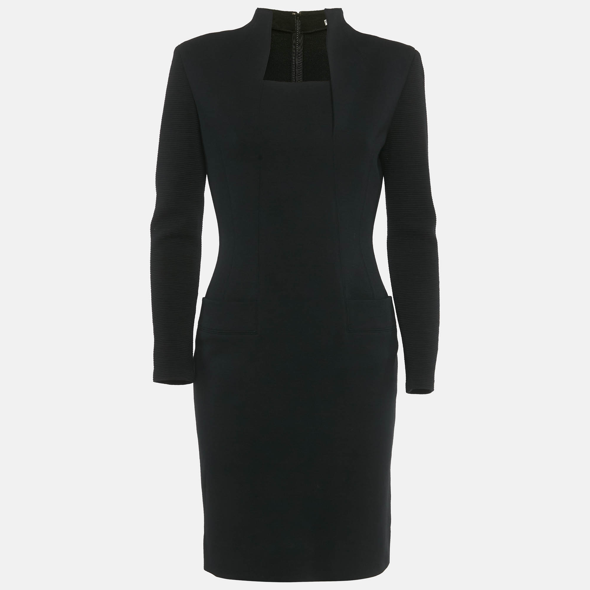 

Christian Dior Vintage Black Stretch Knit Midi Dress M