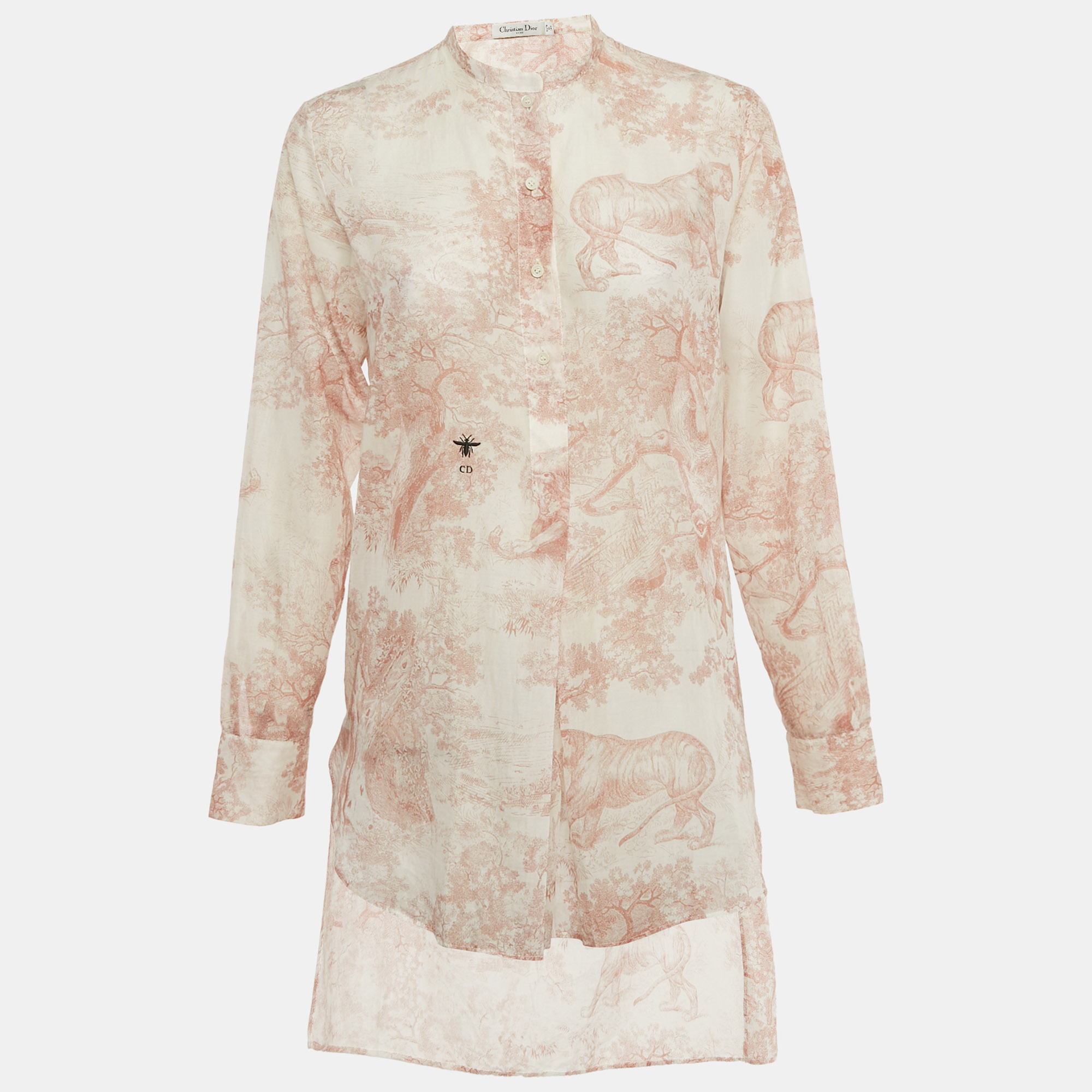 Pre-owned Dior Christian  Pink Toile De Jouy Voile Tunic S