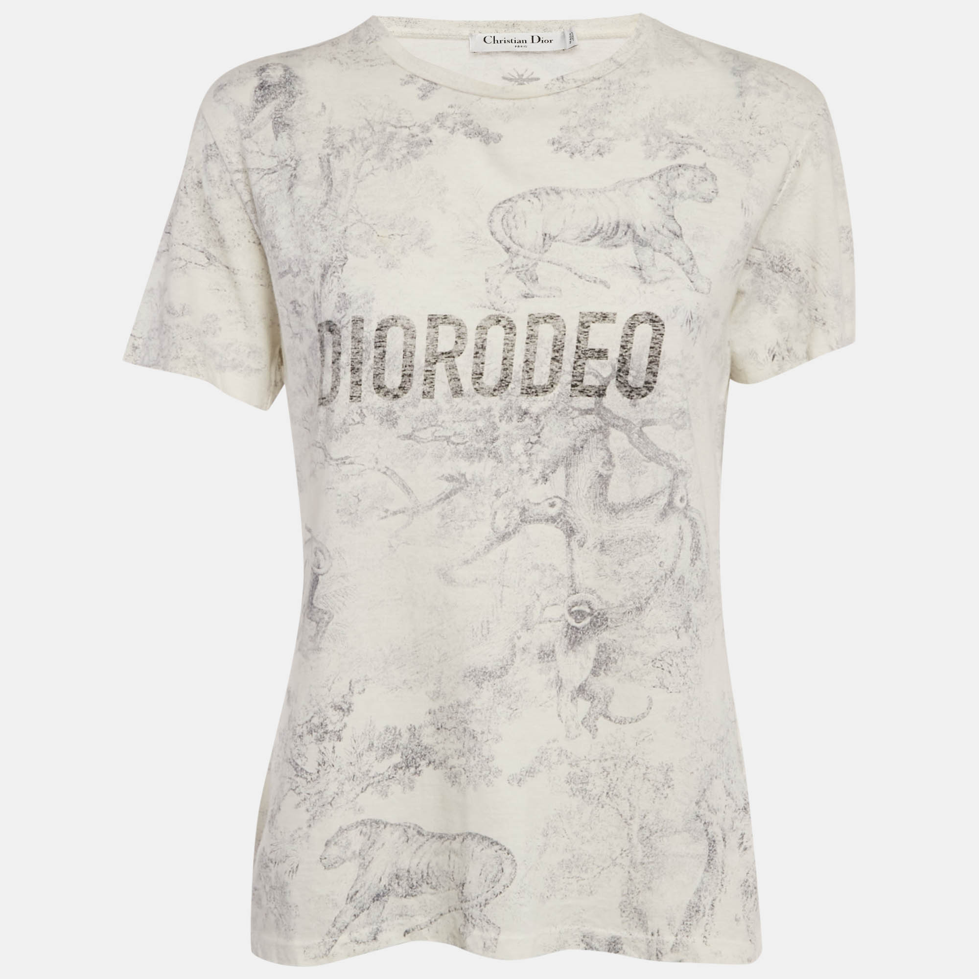 

Dior White Diorodeo Jungle Print Cotton Linen T-Shirt M