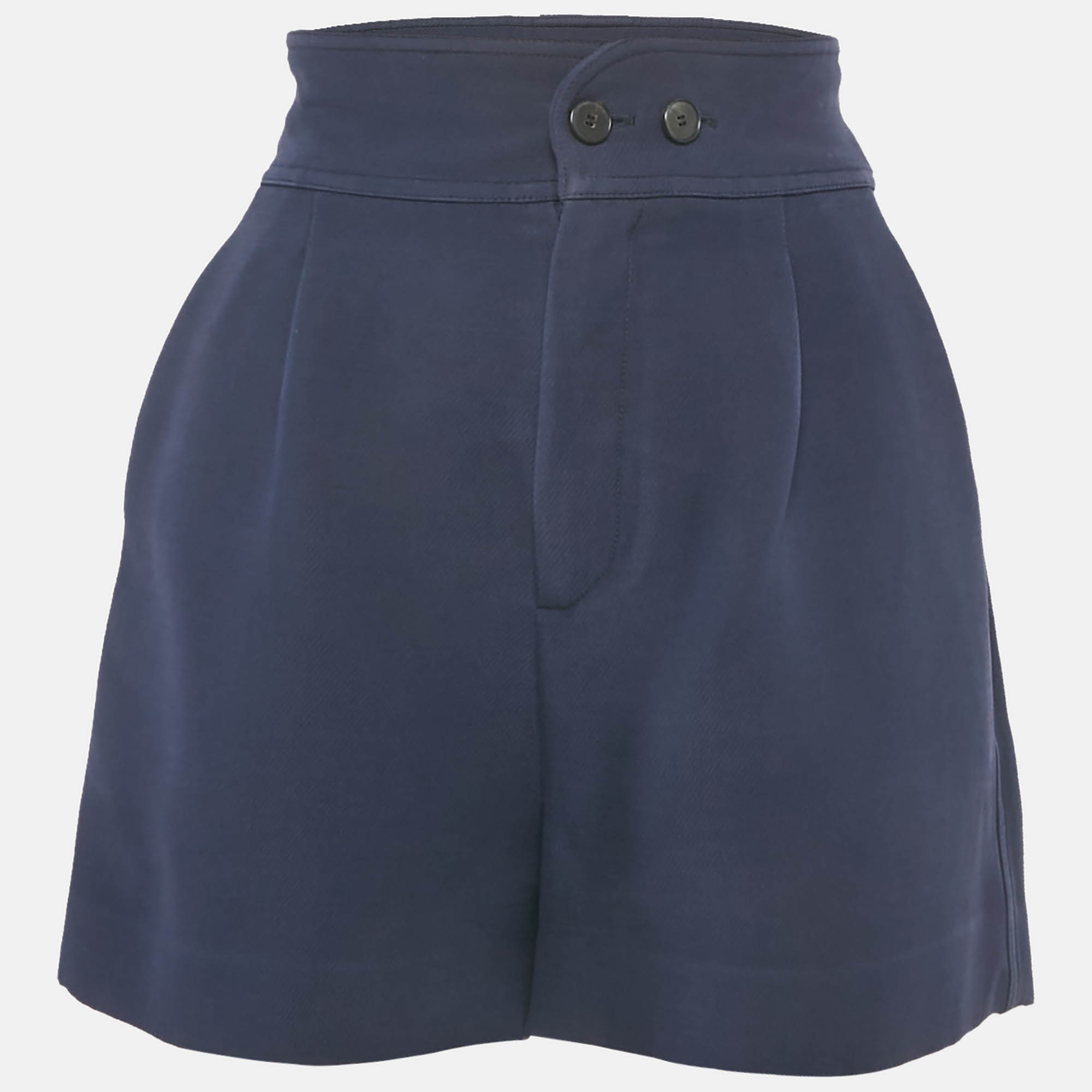 Pre-owned Dior Christian Navy Blue Wool & Silk Shorts S