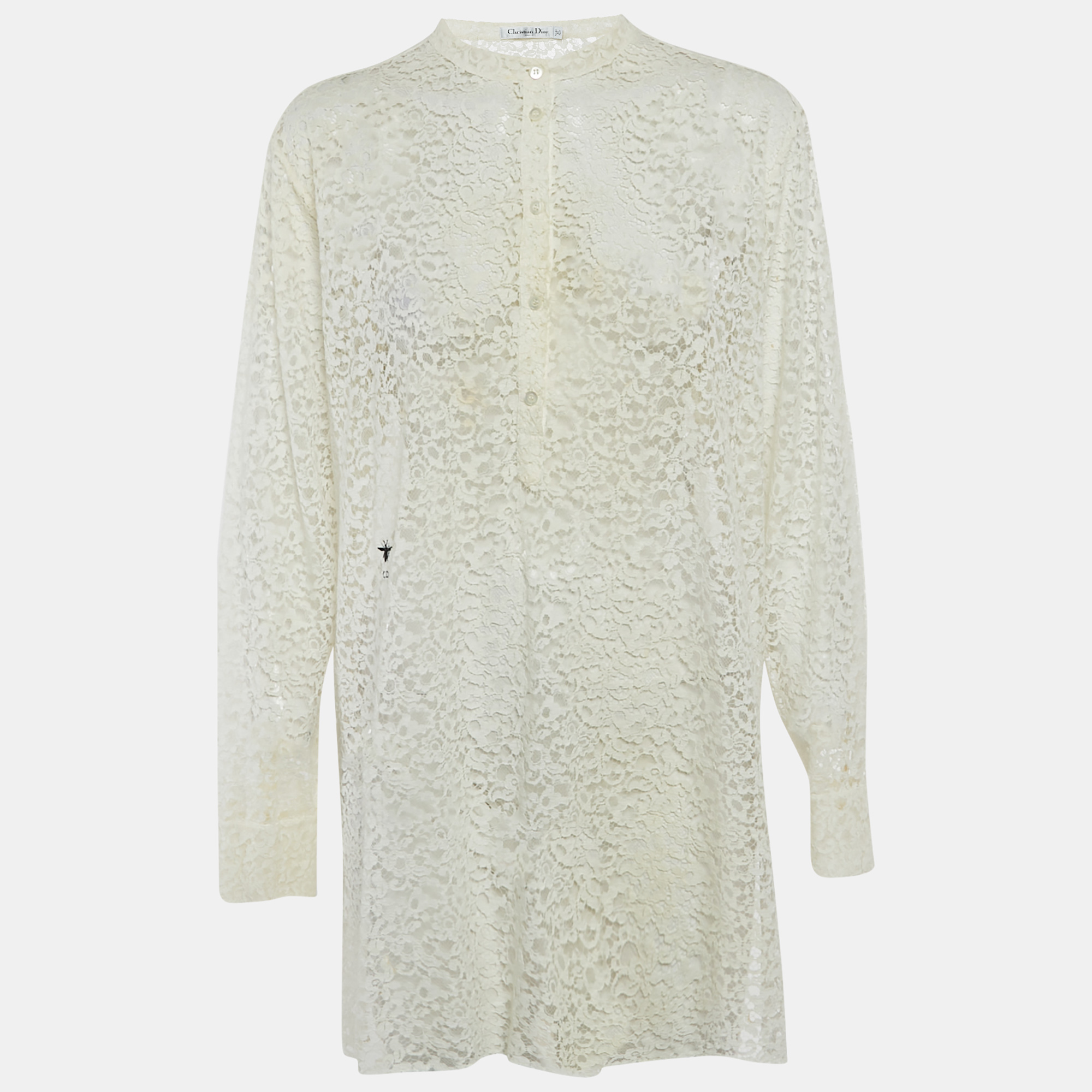 

Dior White Lace Long Sleeve Mini Dress L