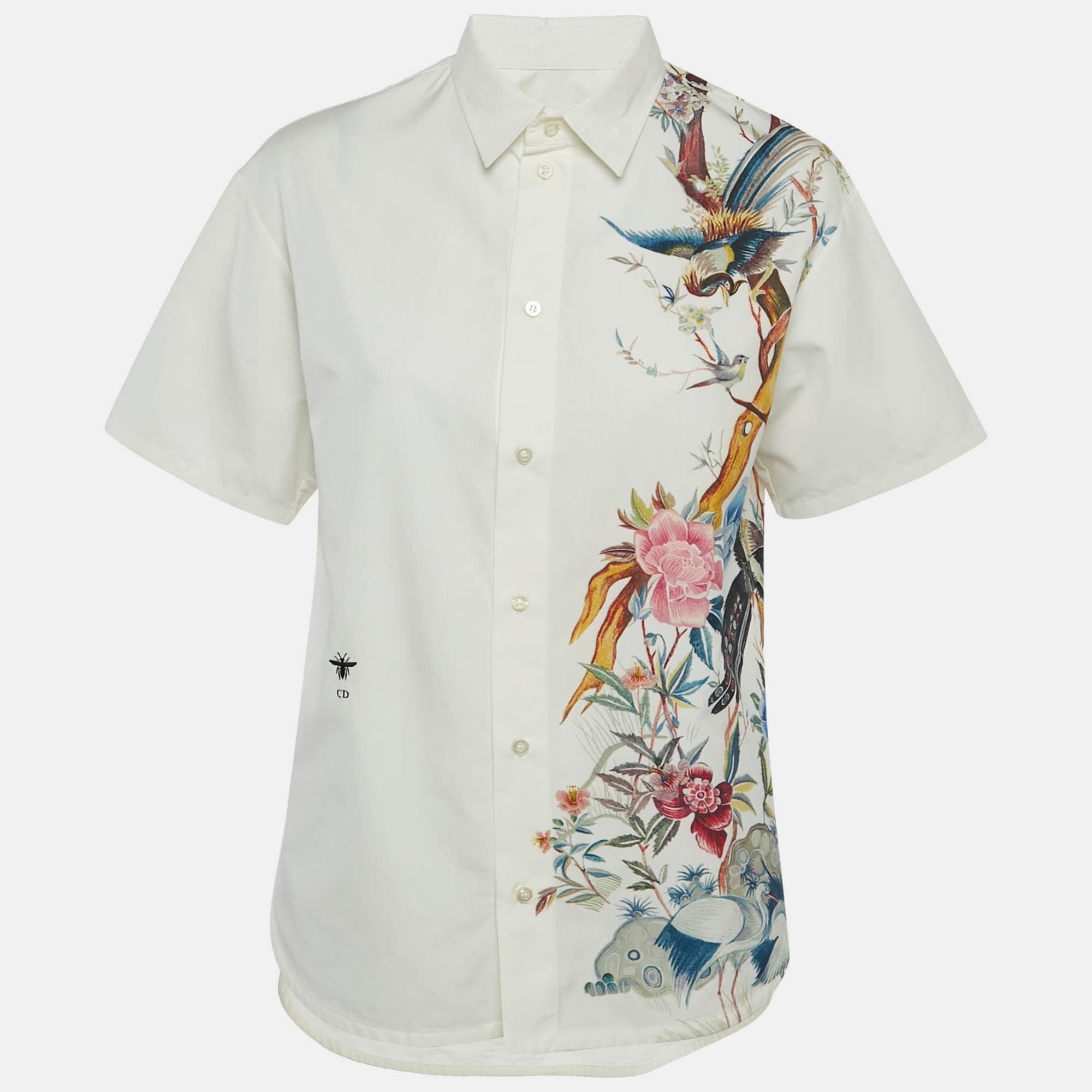 

Christian Dior Off White Dior Jardin D'Hiver Print Cotton Silk Shirt S