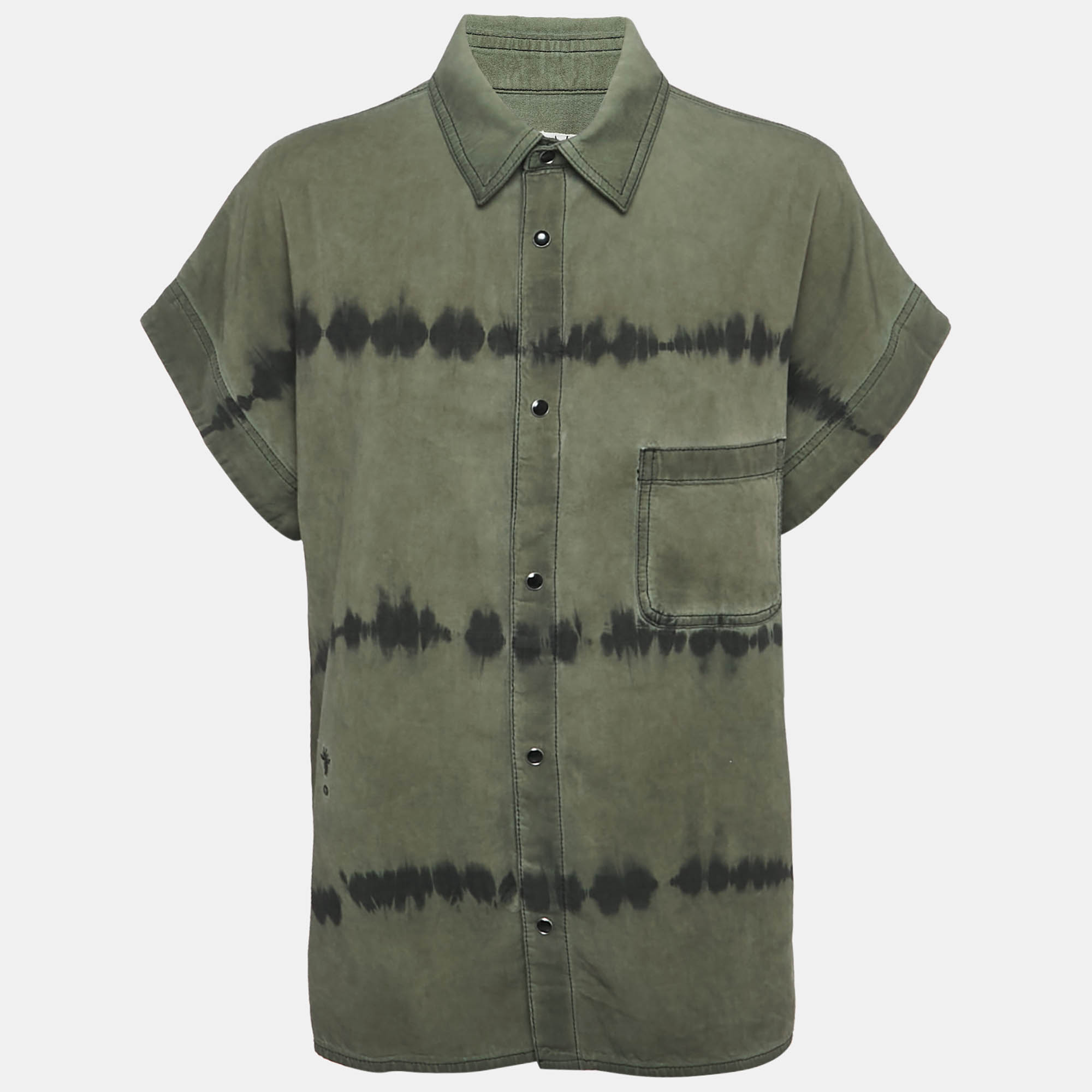 Christian Dior Khaki Tie-Dye Cotton Oversized Shirt L