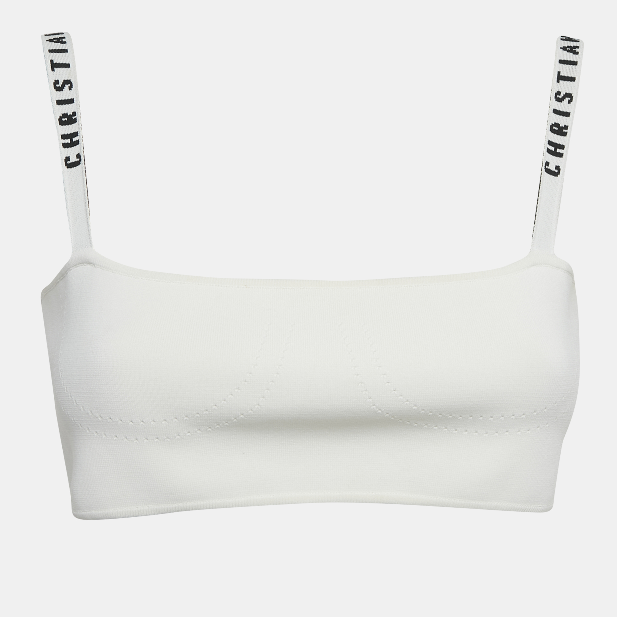 

Dior White Jersey Logo Band Bralette Top L