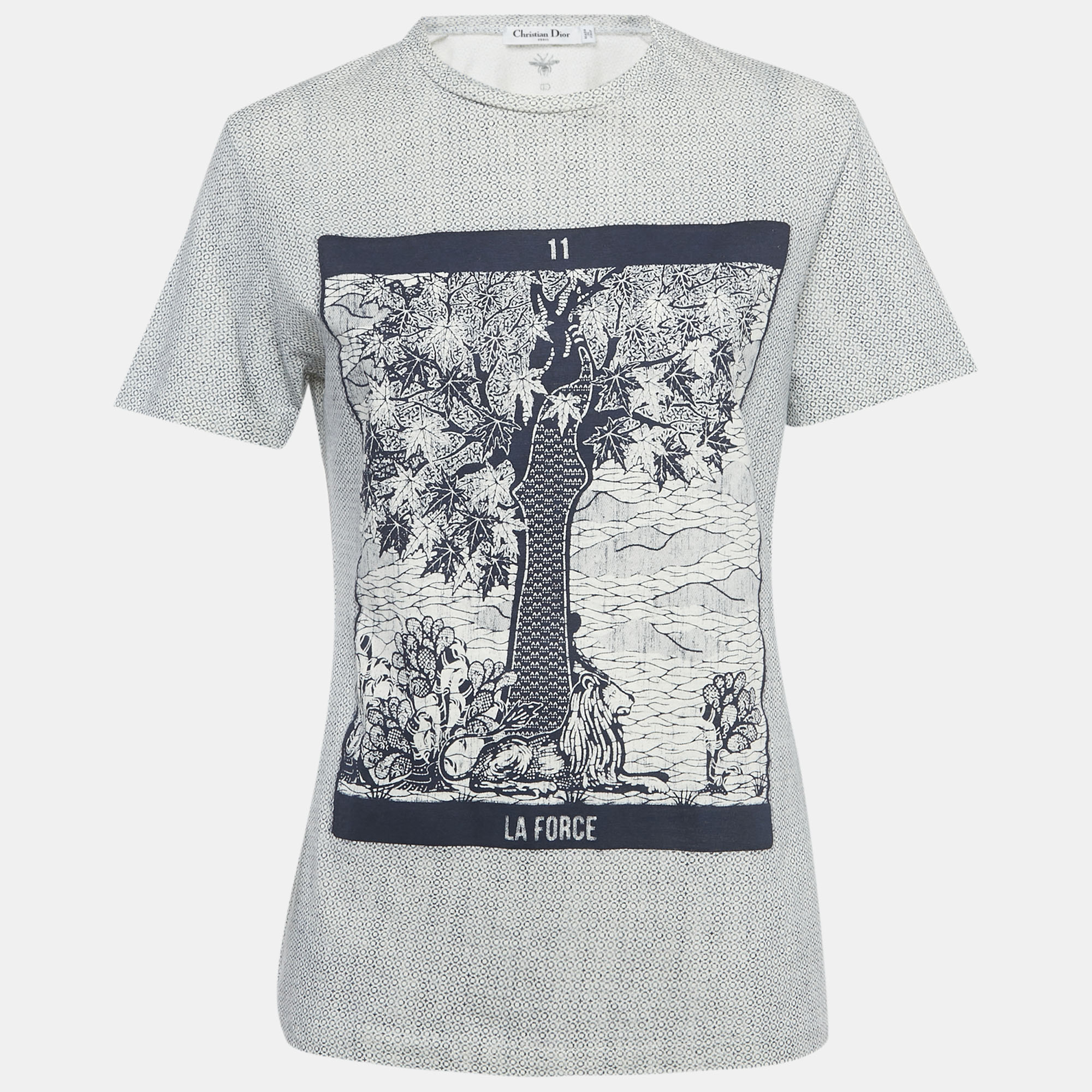 

Christian Dior White La Force Print Cotton T-Shirt S
