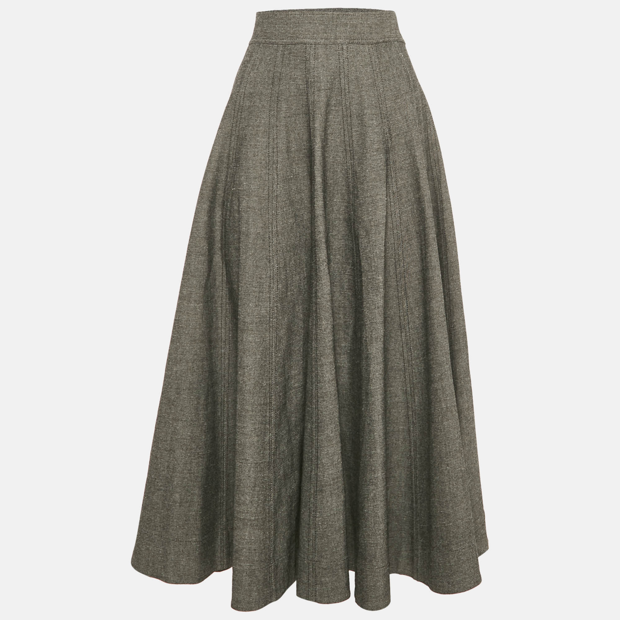 

Christian Dior Grey Cotton Blend Flared Midi Skirt XL