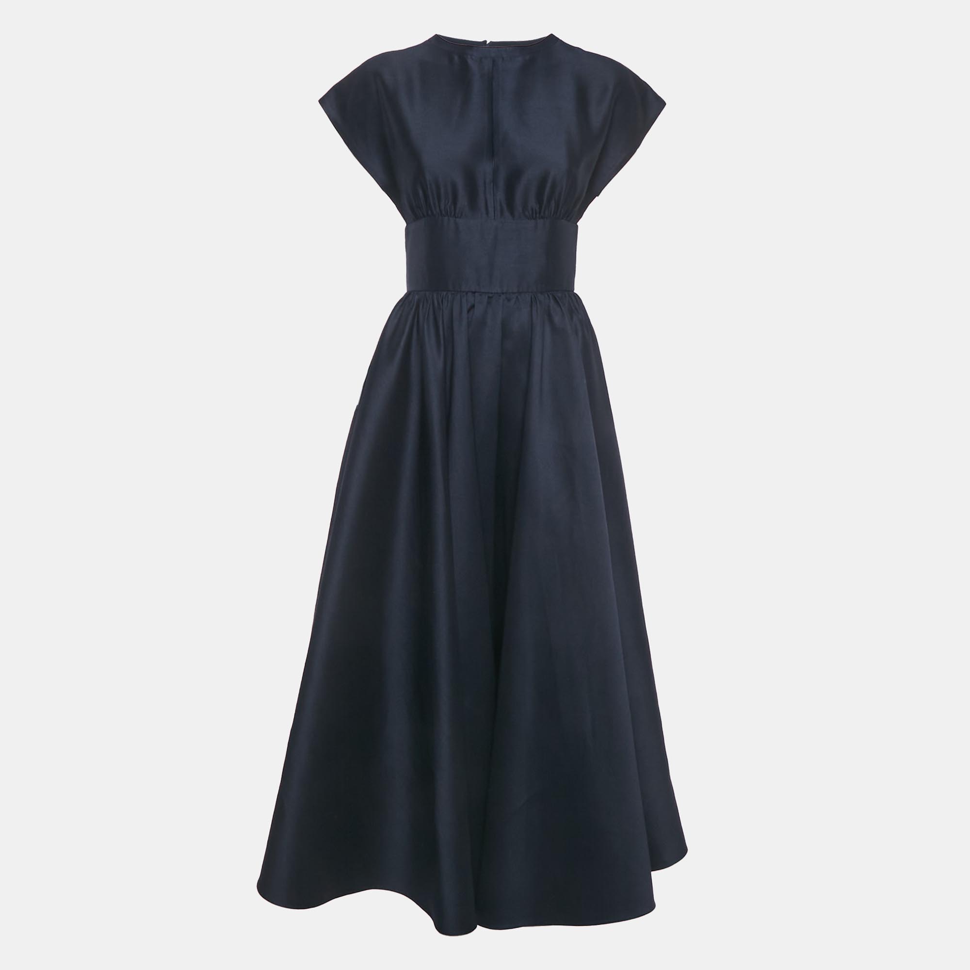 

Christian Dior Midnight Blue Wool Blend Flared Maxi Dress M