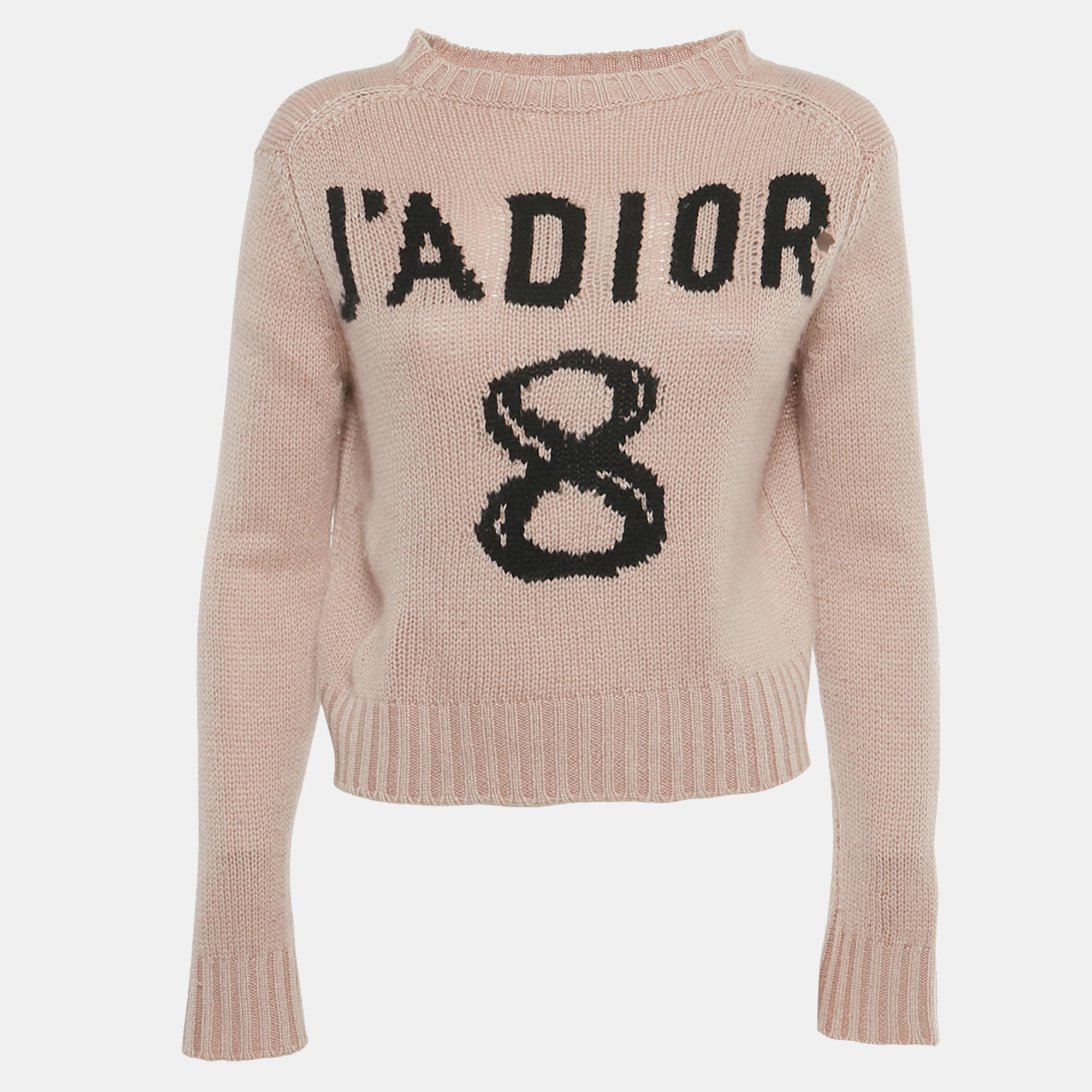 

Christian Dior Pink J'Adior Intarsia Rib Knit Sweater S