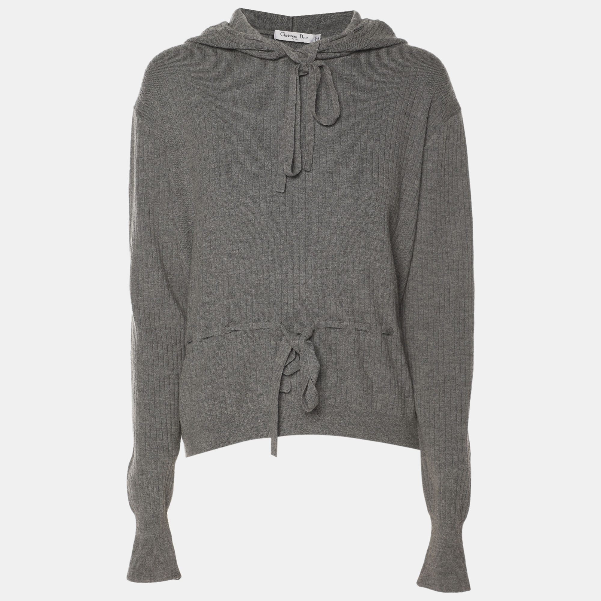 

Dior Grey Rib Knit Hoodie Tops M