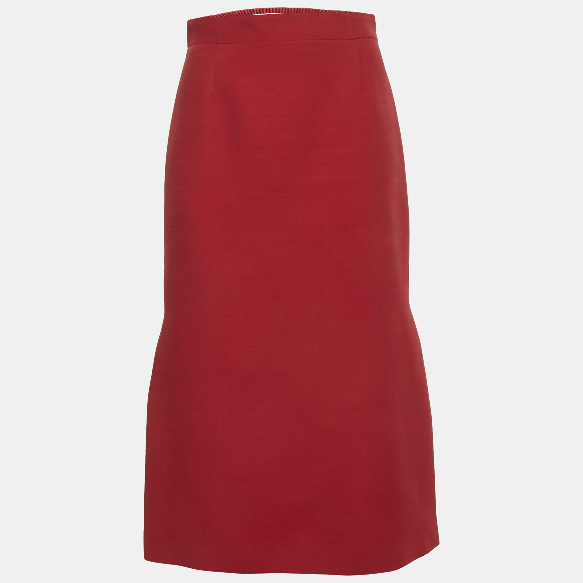 Pre-owned Dior Christian  Red Wool Midi Skirt M