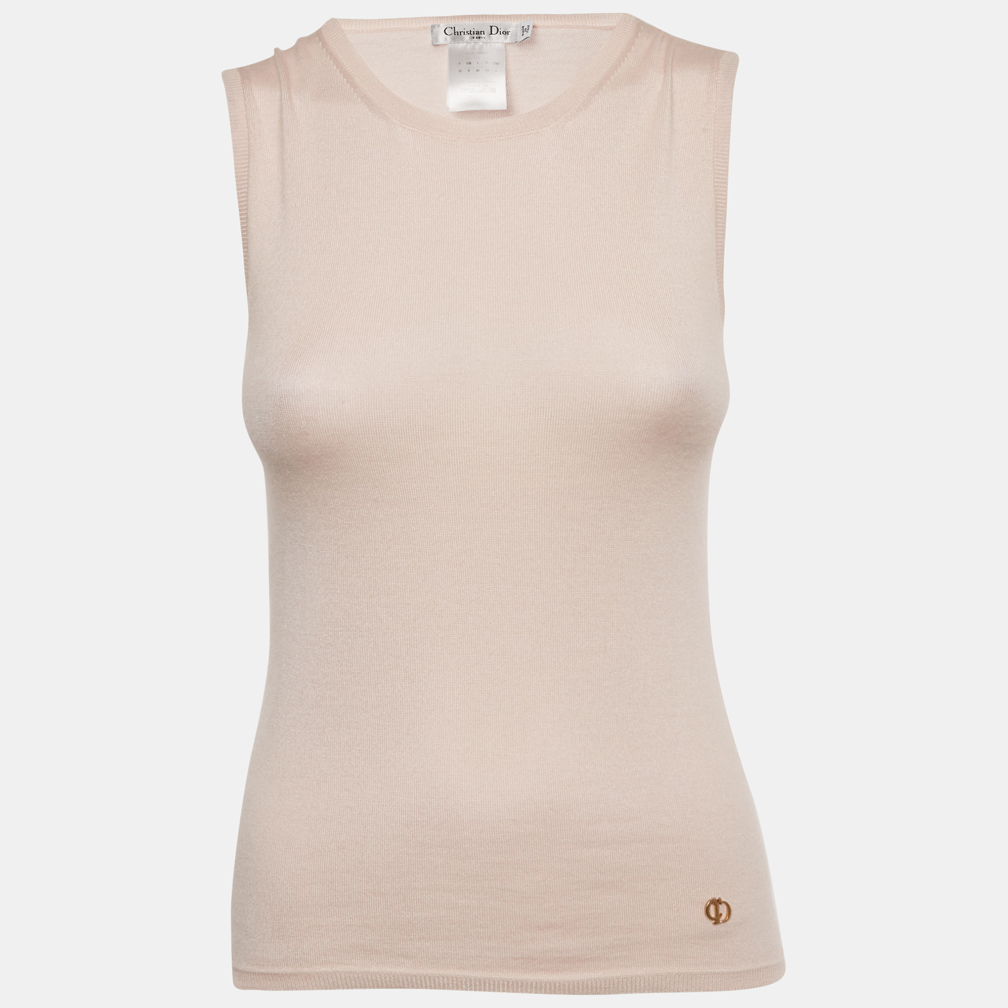 

Christian Dior Pink Cashmere Knit Tank Top S