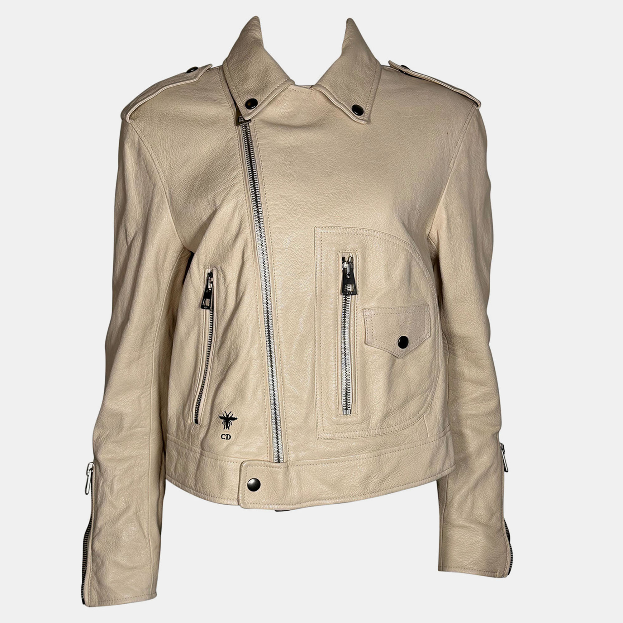 Click to view more detailed imagery on our partner's website Pre-owned Dior Beige Leather Jacket In Sand