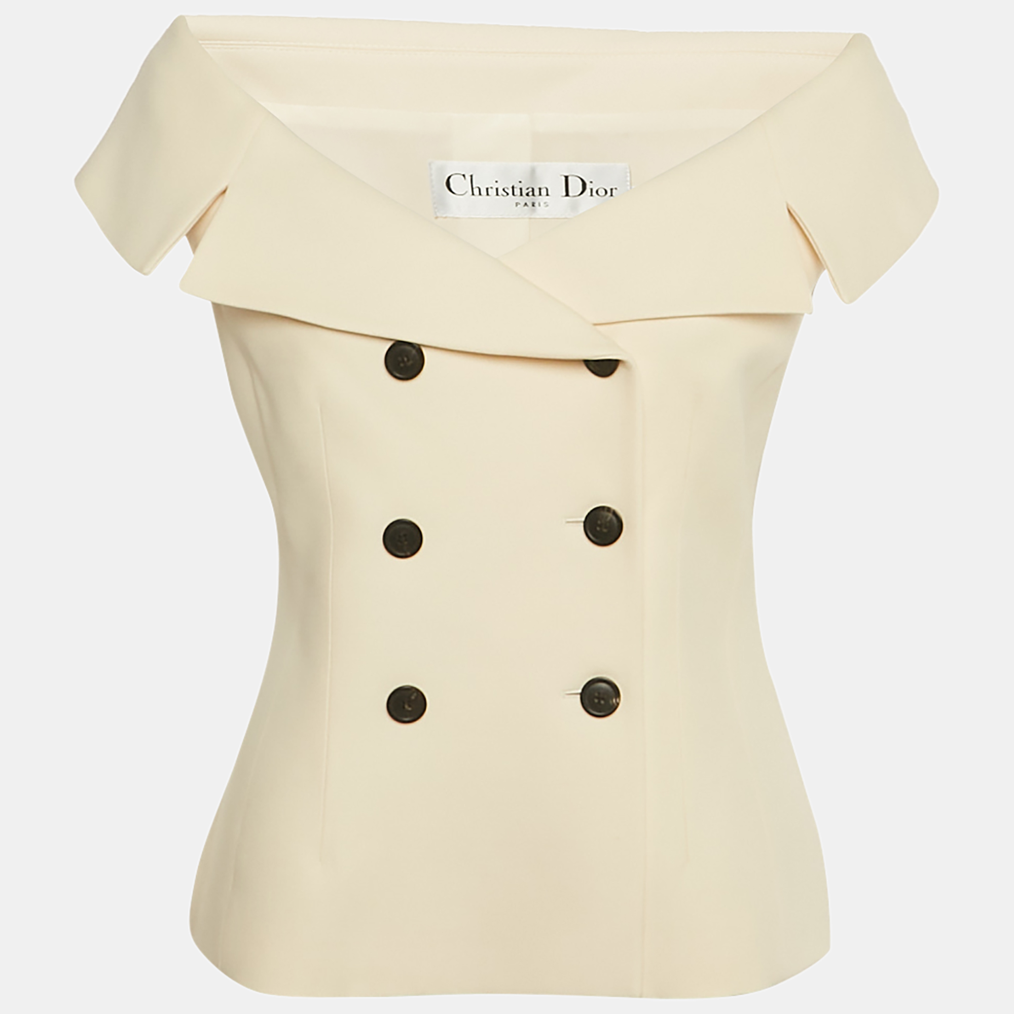 Christian Dior Cream Wool Double Breasted Top L