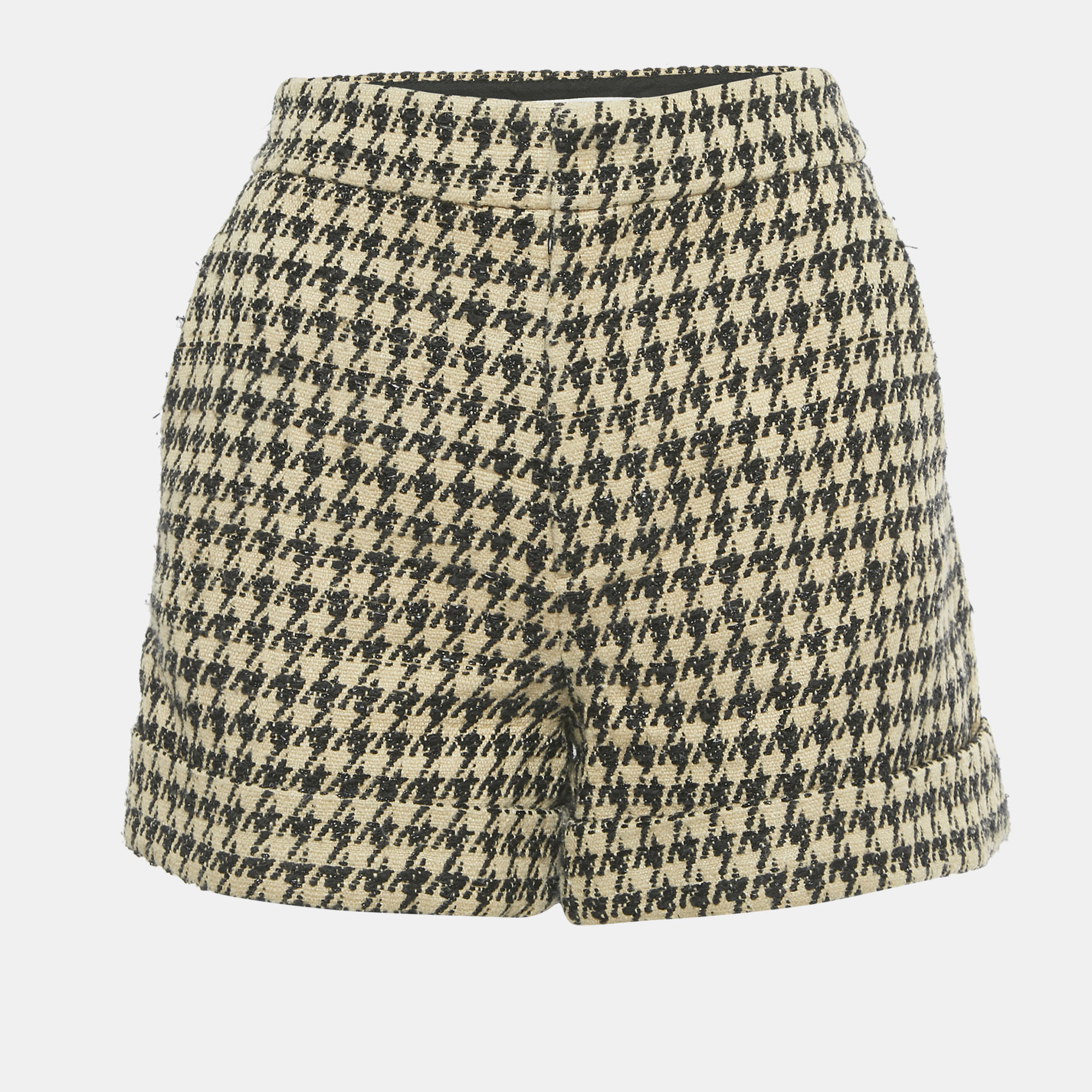 

Christian Dior Cream/Black Houndstooth Jacquard Shorts S, Beige