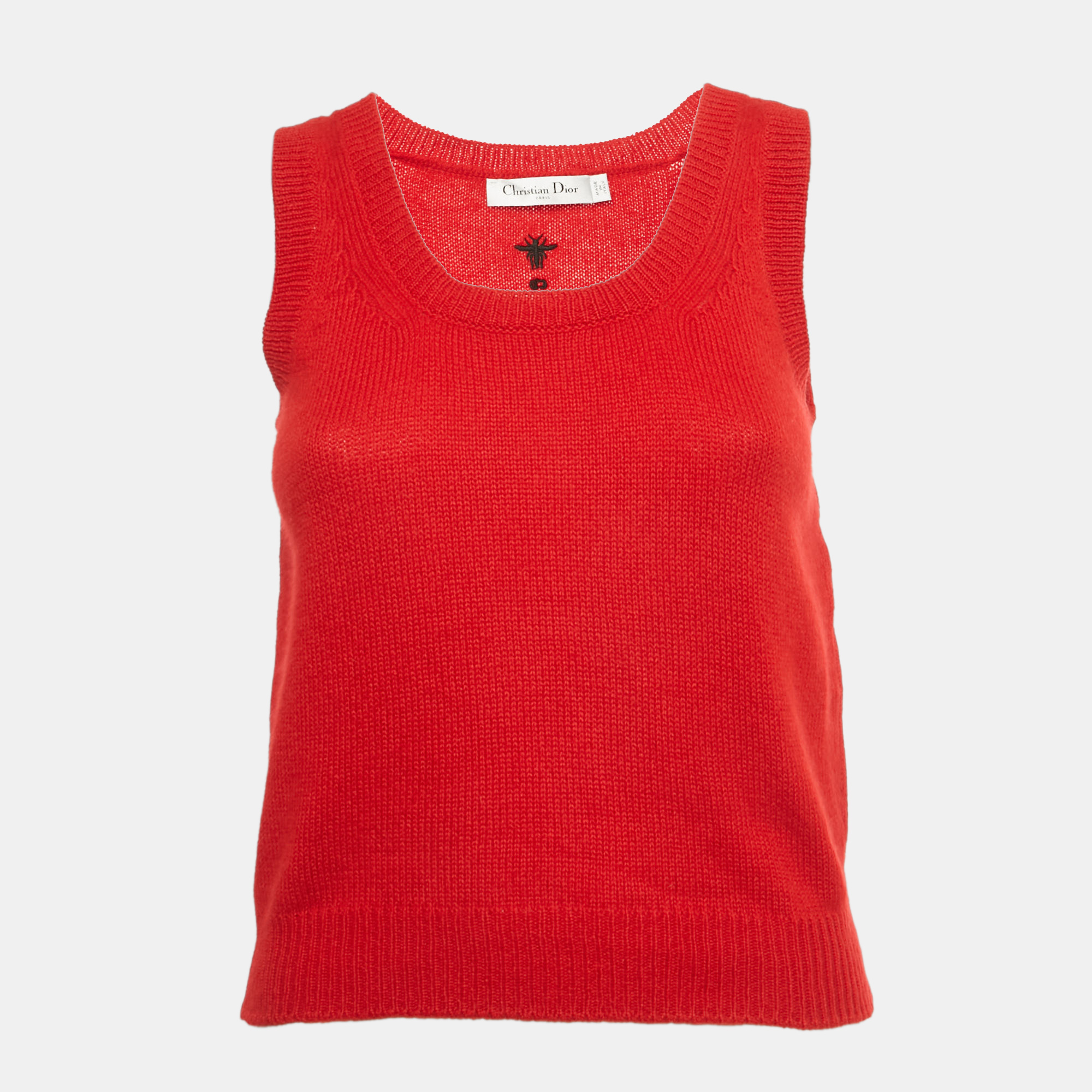 

Christian Dior Red Cashmere Knit Tank Sweater L