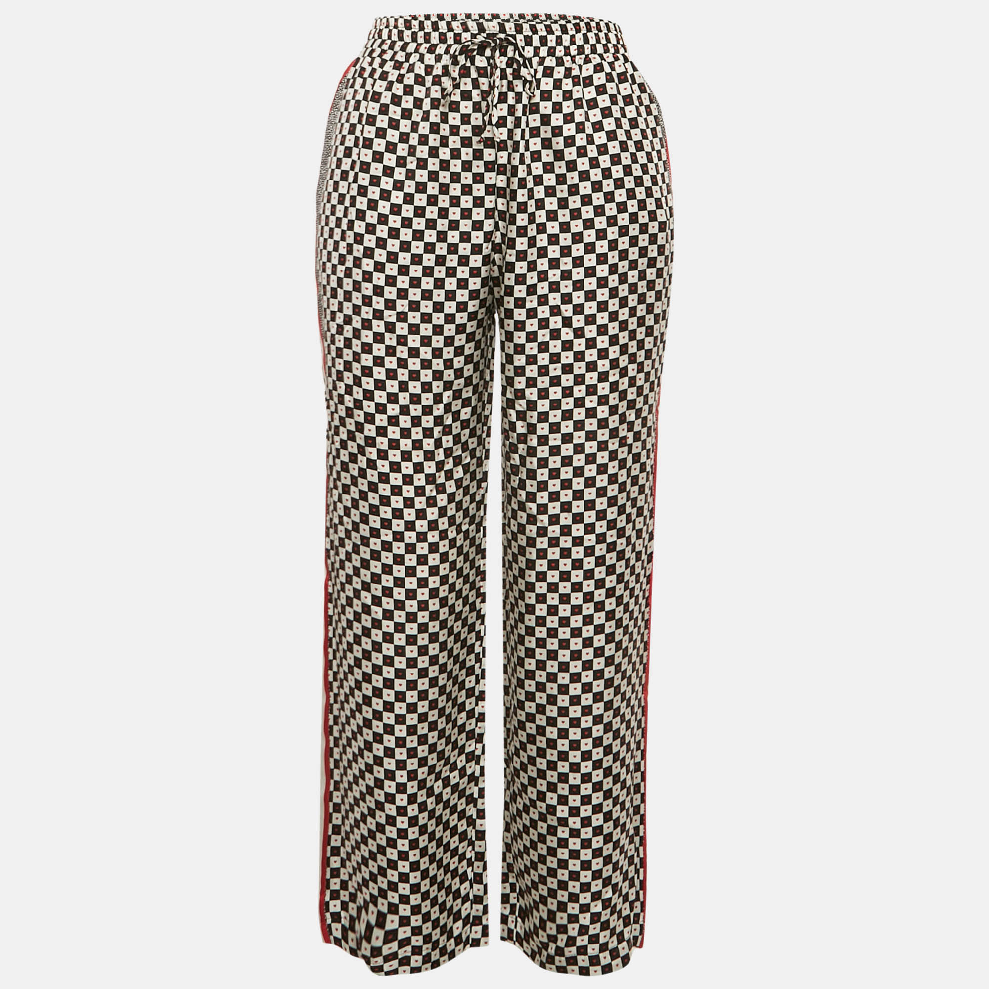 

Christian Dior Black/White Heart Checkered Silk Trousers L