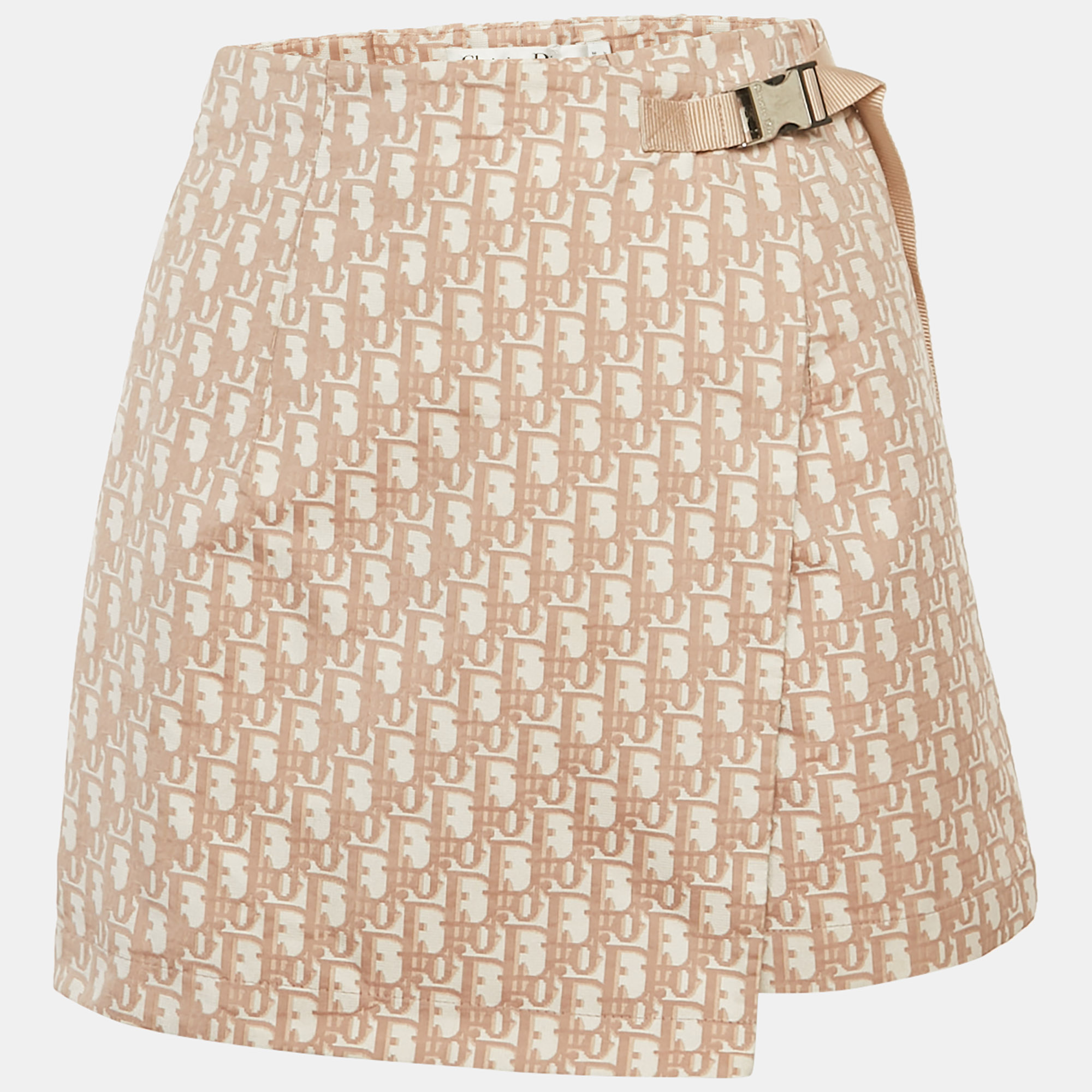 

Christian Dior Beige Oblique Pattern Taffeta Skorts S