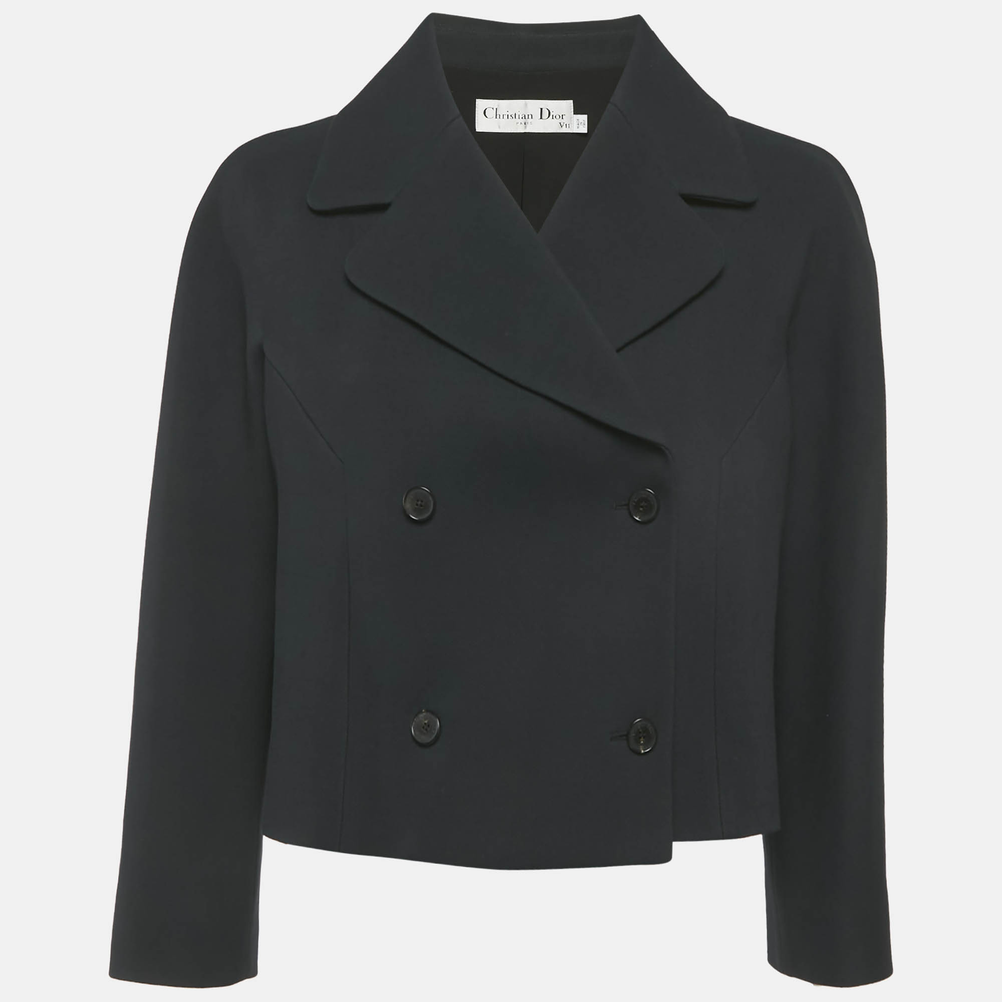 

Christian Dior V11 Black Wool Double Breasted Crop Blazer L